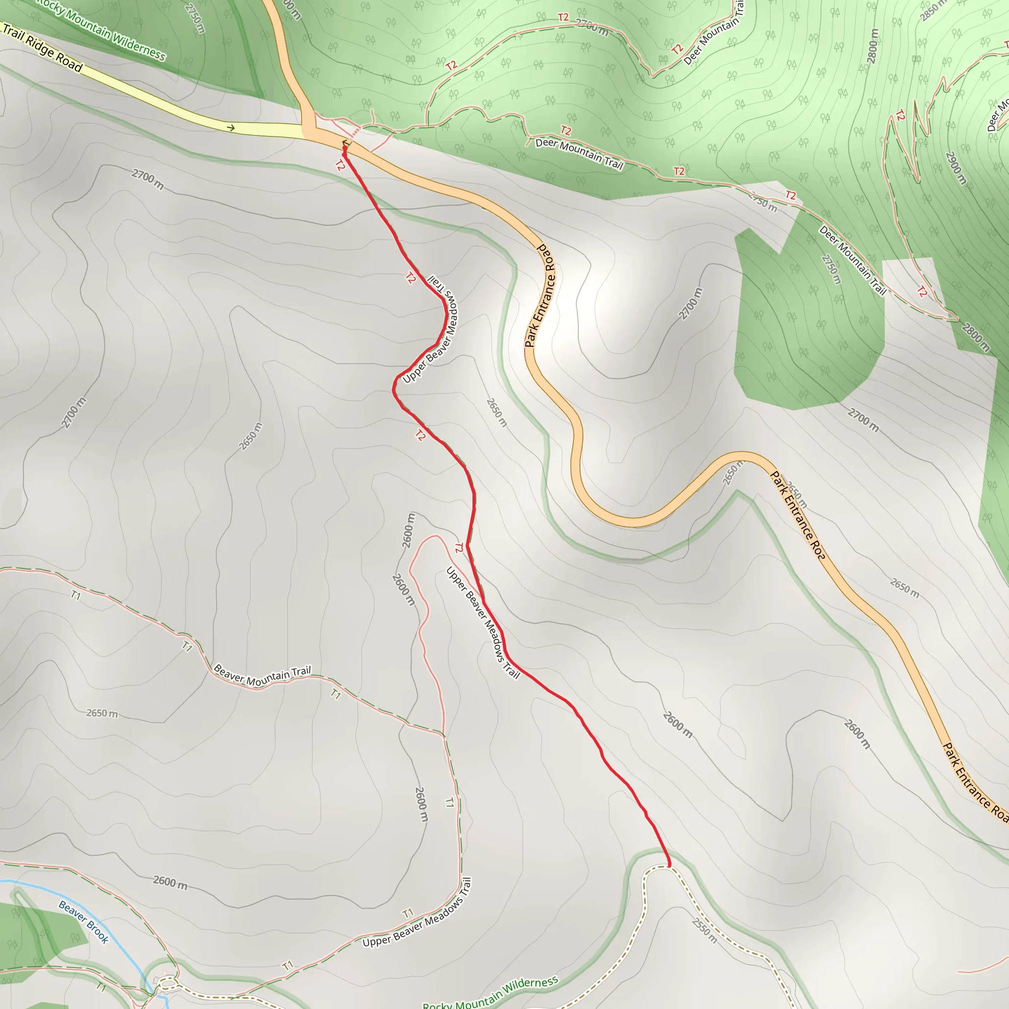 Deer Ridge - Moraine Park Trail mobile static map