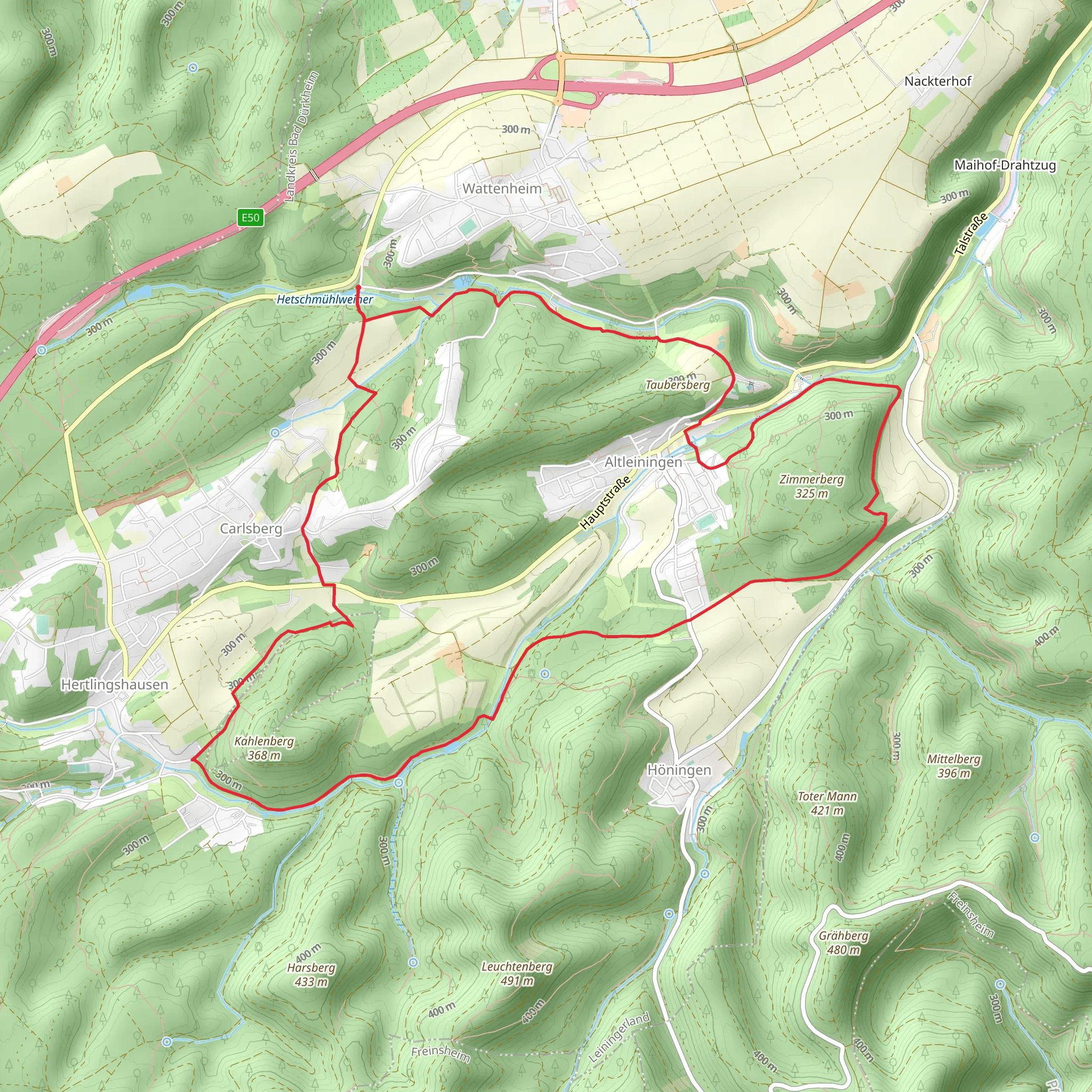 Hammermuehle via Pfaelzerwald Grun Roter Balken mobile static map