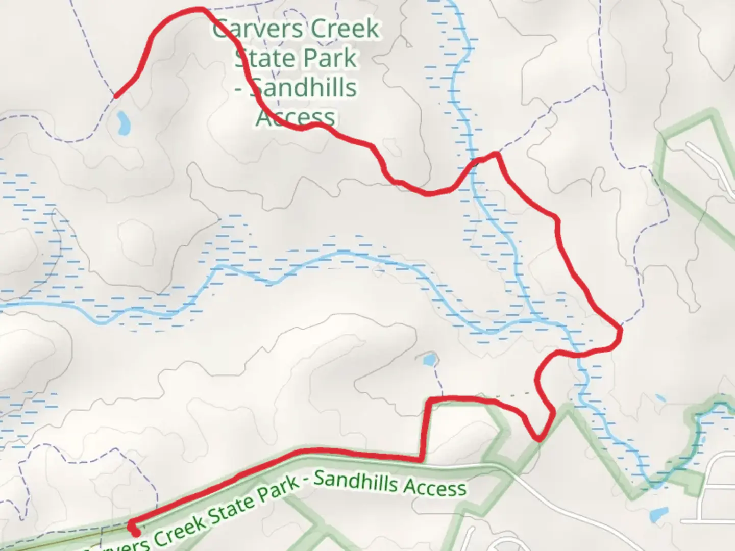 An image depicting the trail Longleaf Pine Trail and its surrounding area.
