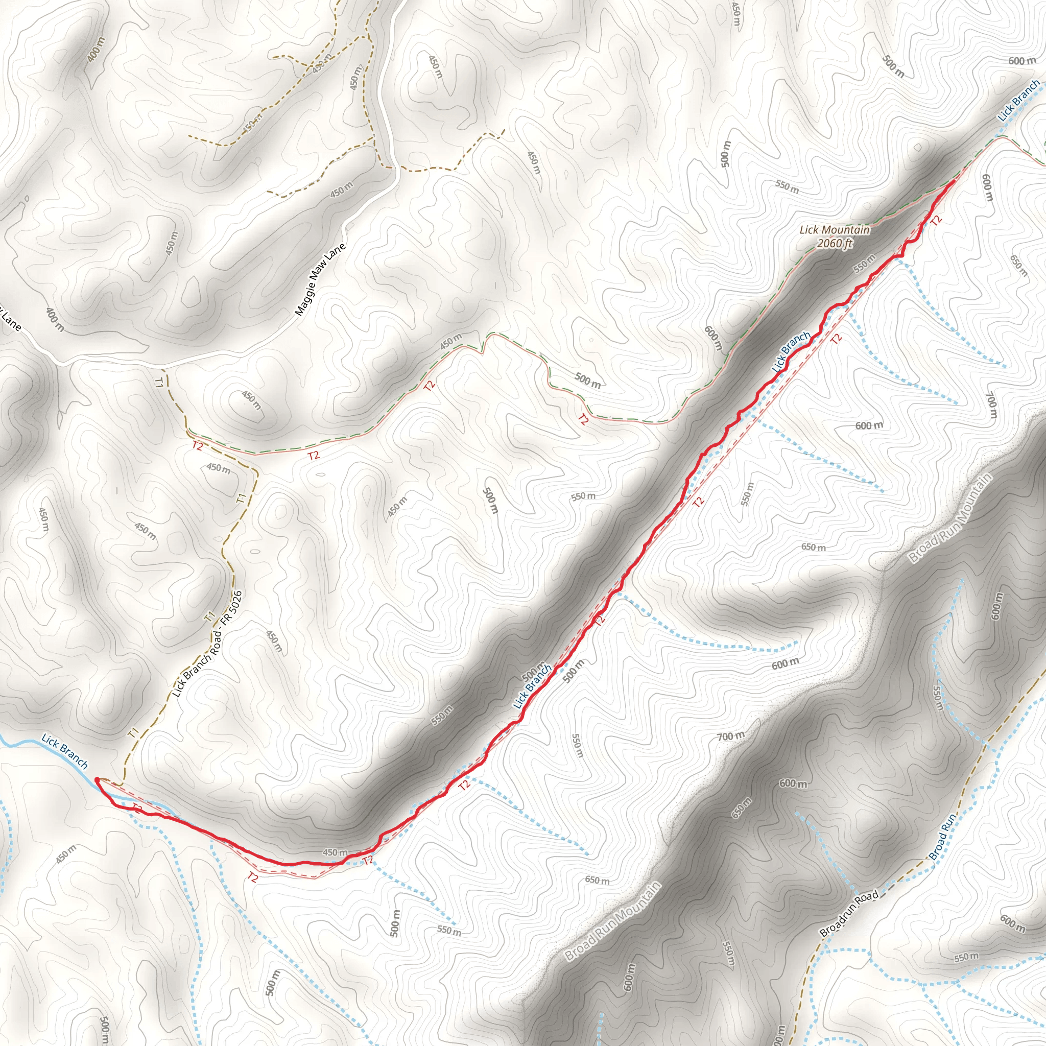 Lick Branch Trail mobile static map