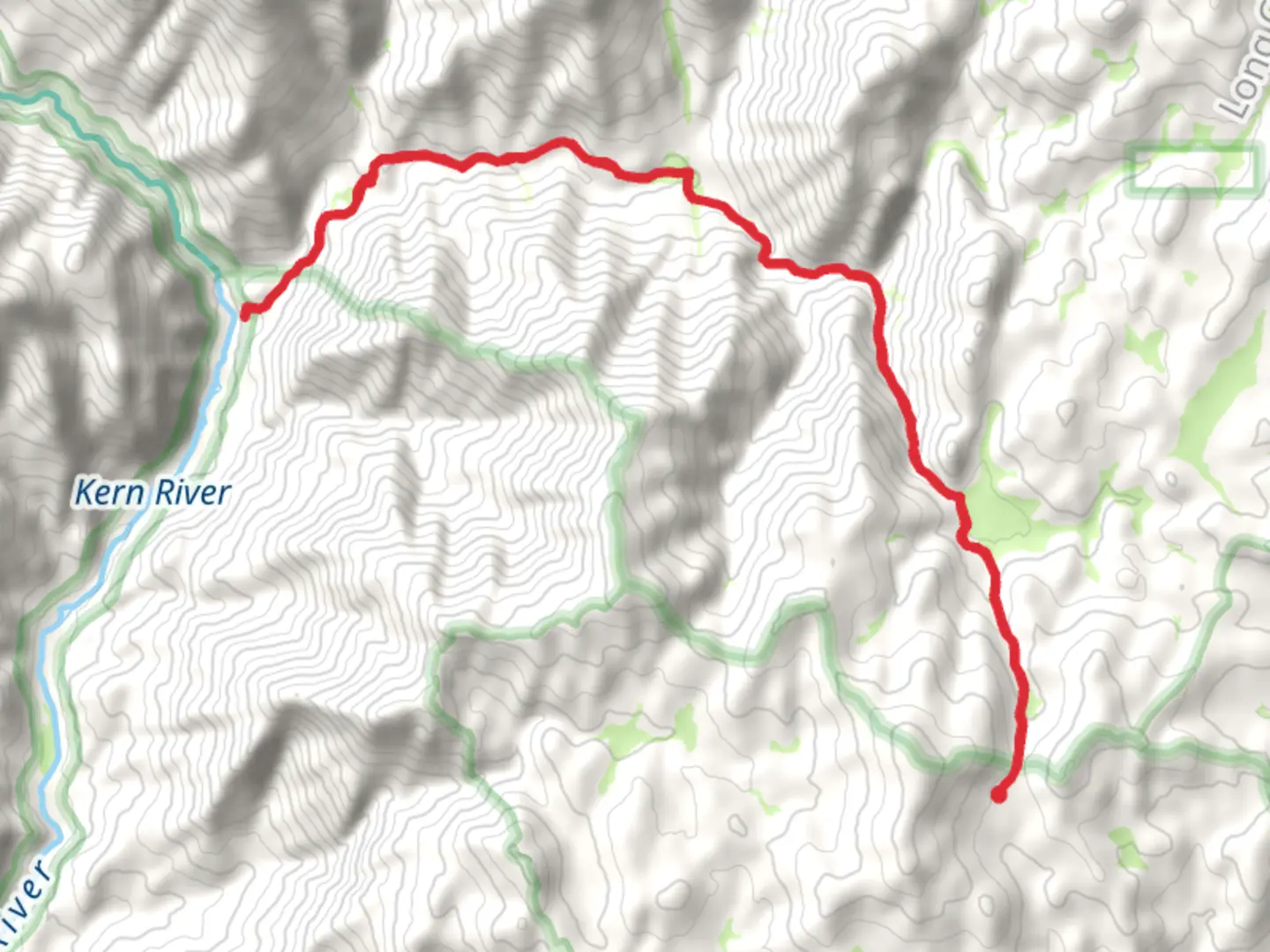 An image depicting the trail Black Rock to Kern River Trail and its surrounding area.