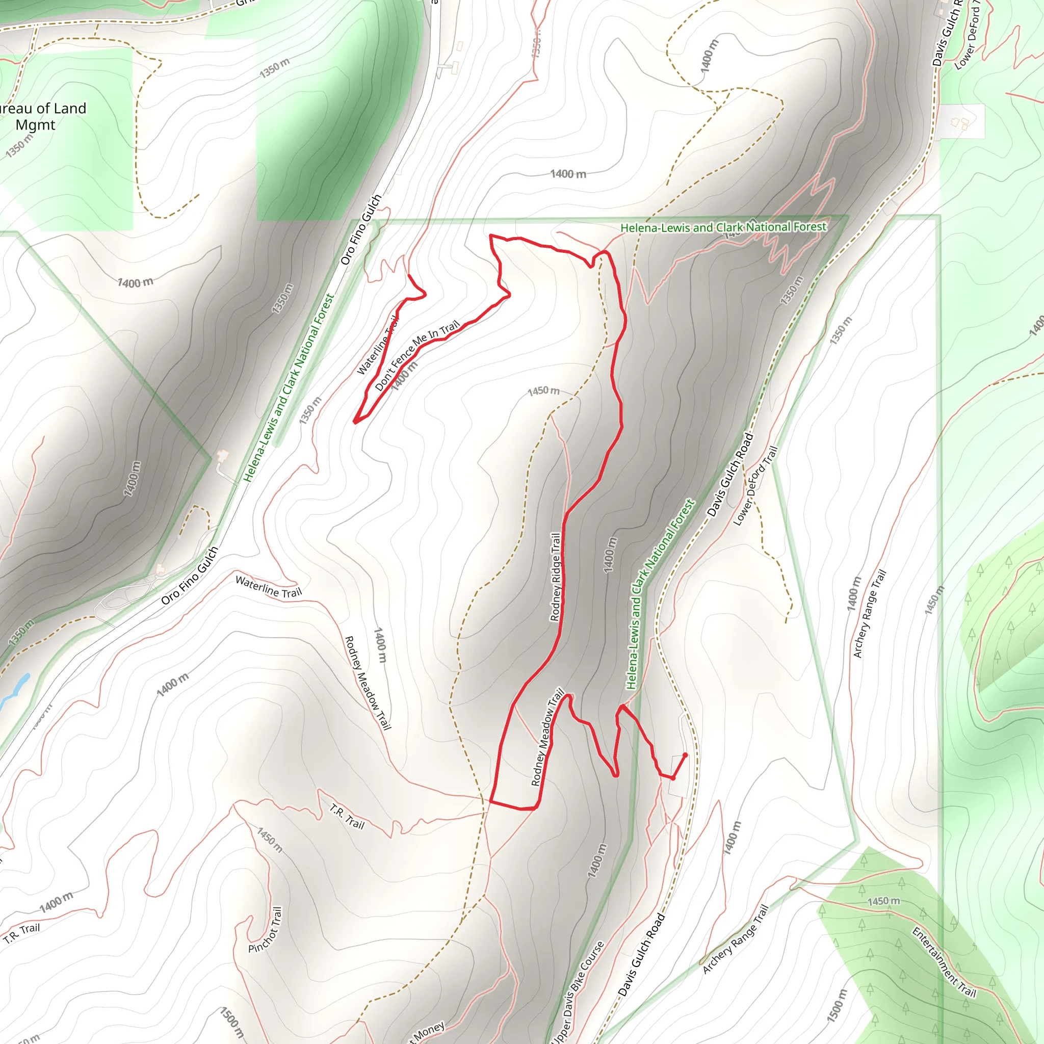 Don’t Fence Me In Trail via Rodney Meadow Trail mobile static map