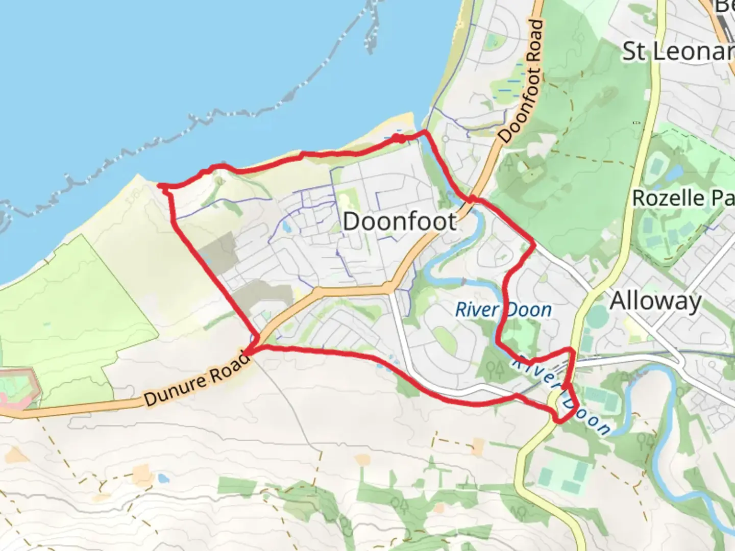 An image depicting the trail Up roon the brig o doon and its surrounding area.