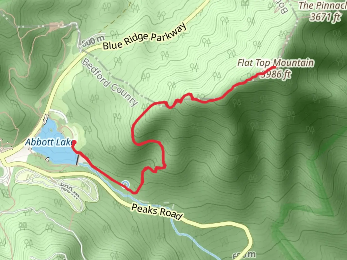 An image depicting the trail Flat Top Mountain via Flat Top Trail and its surrounding area.