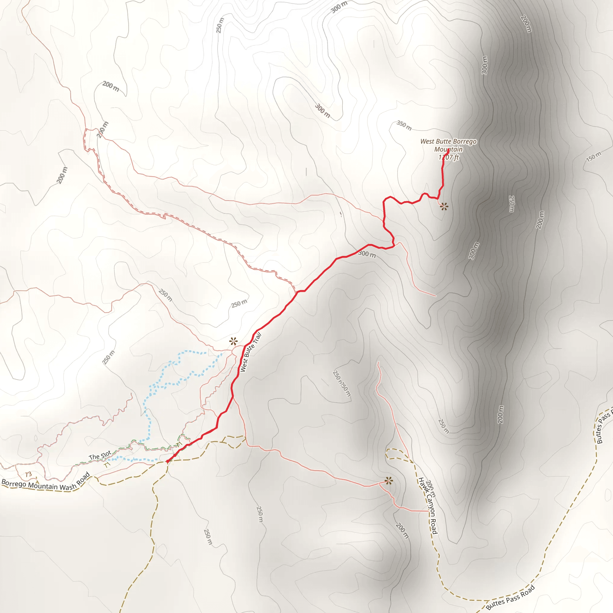 West Butte Borrego Mountain via West Butte Trail mobile static map