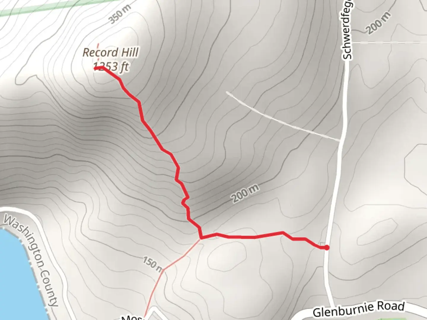 An image depicting the trail Record Hill Trail and its surrounding area.