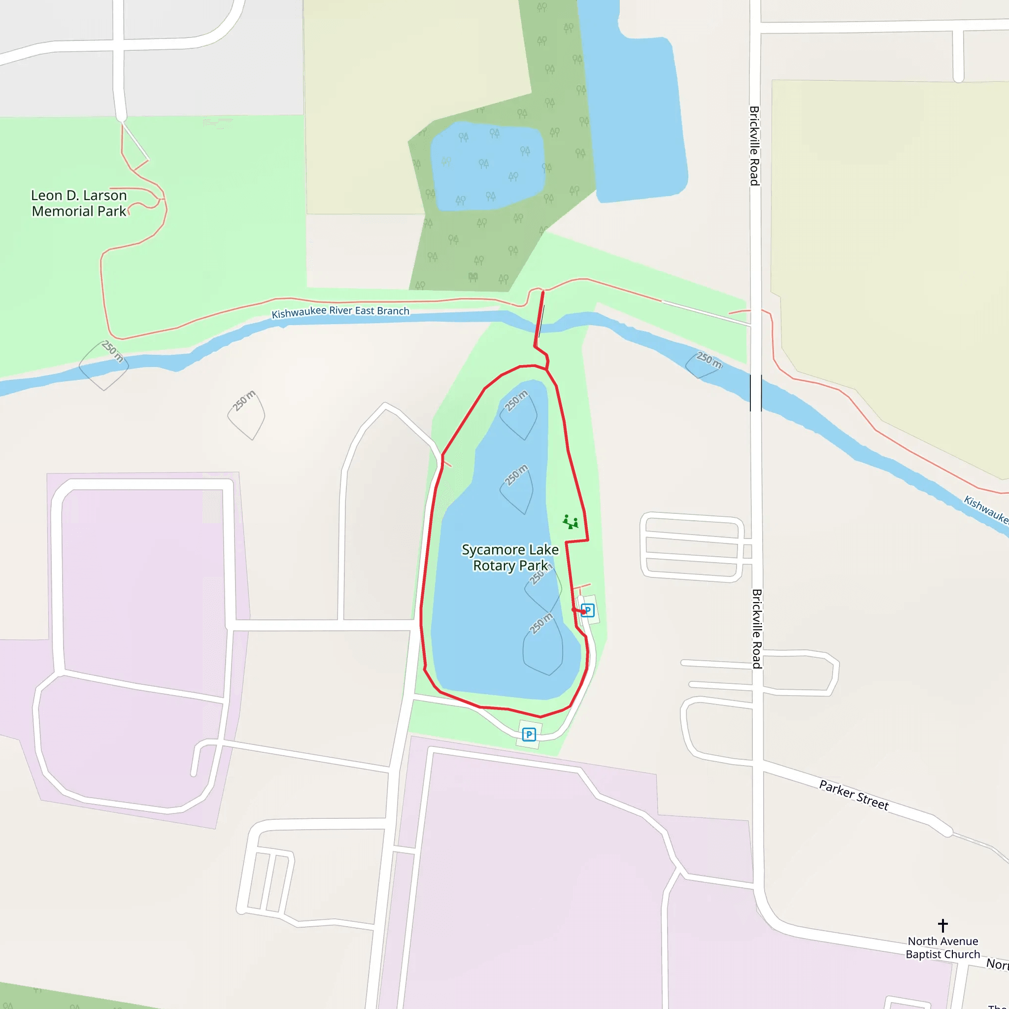 Sycamore Lake Rotary Park Loop mobile static map