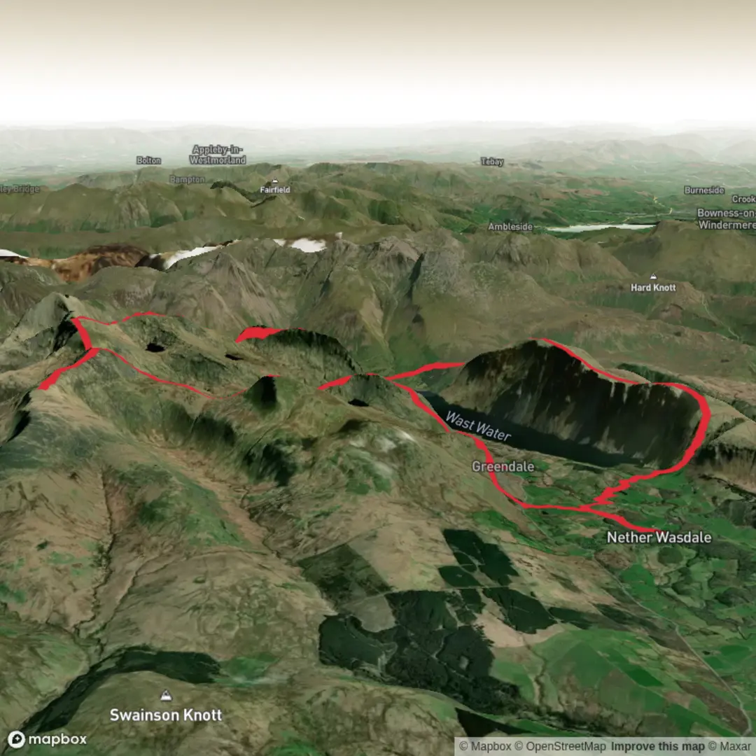 An image depicting the trail Wast Water Circular and its surrounding area.