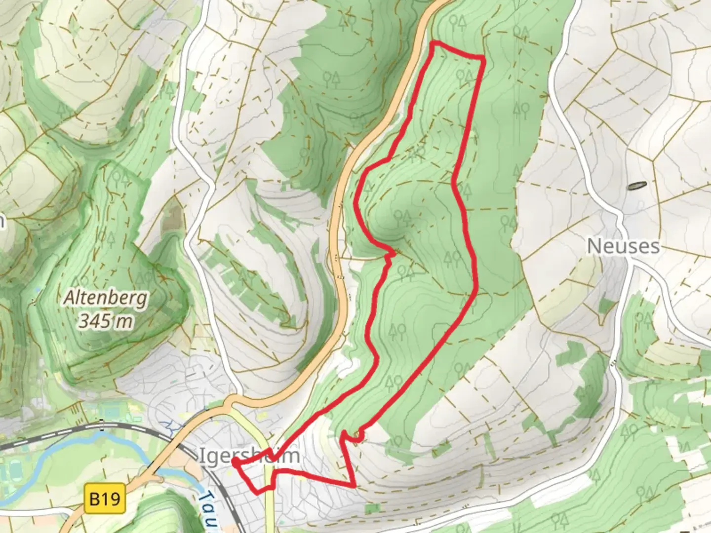 An image depicting the trail Rundwanderweg Igersheim and its surrounding area.