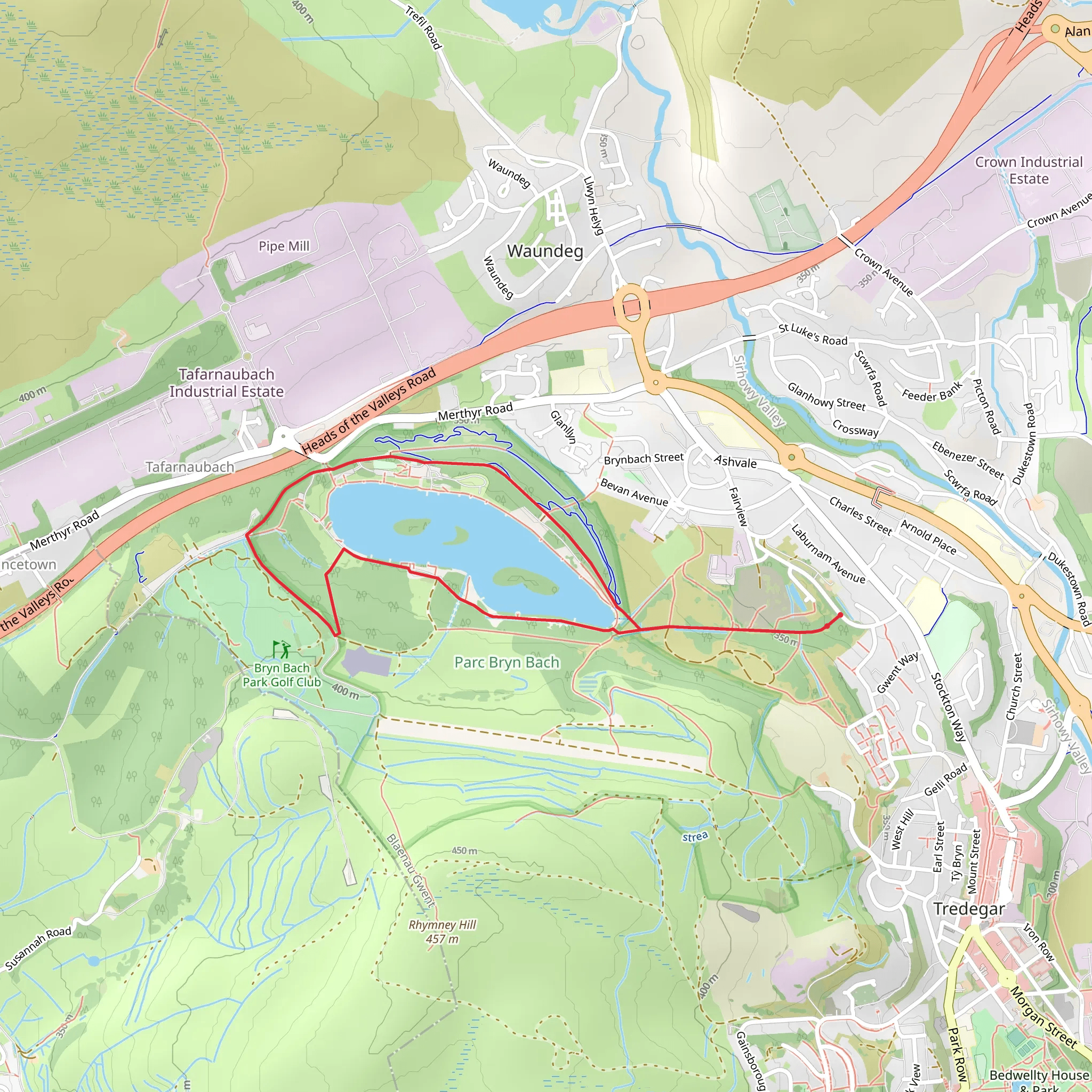 Parc Bryn Bach Loop mobile static map