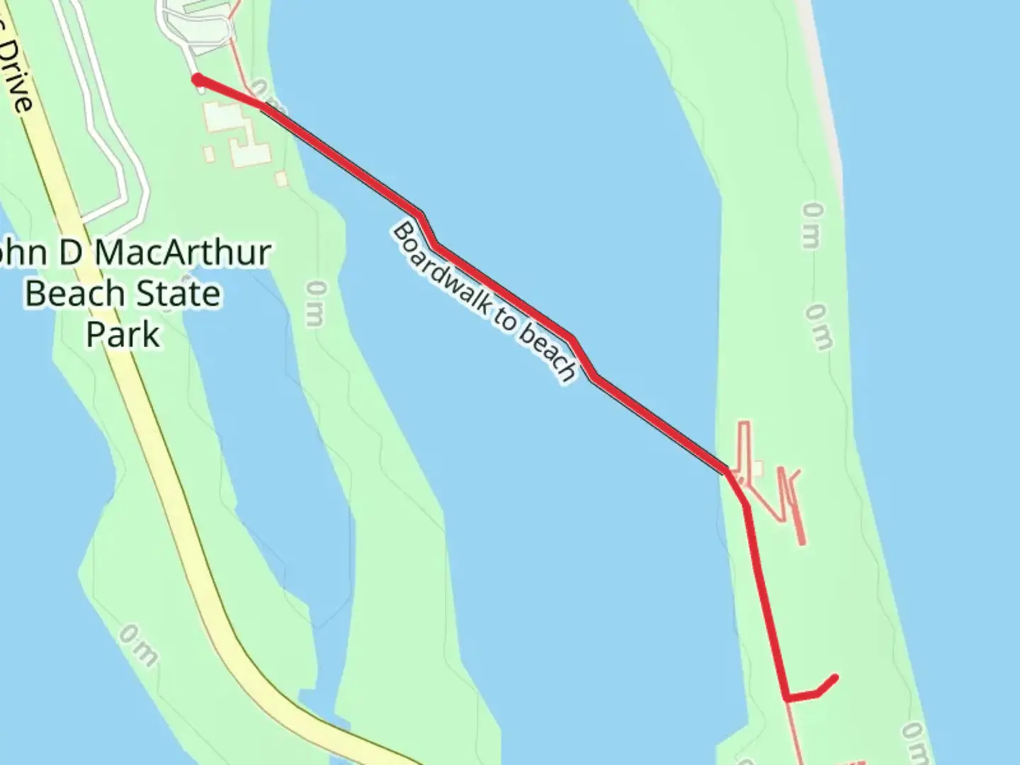 An image depicting the trail John D MacArthur Beach State Park Boardwalk and its surrounding area.