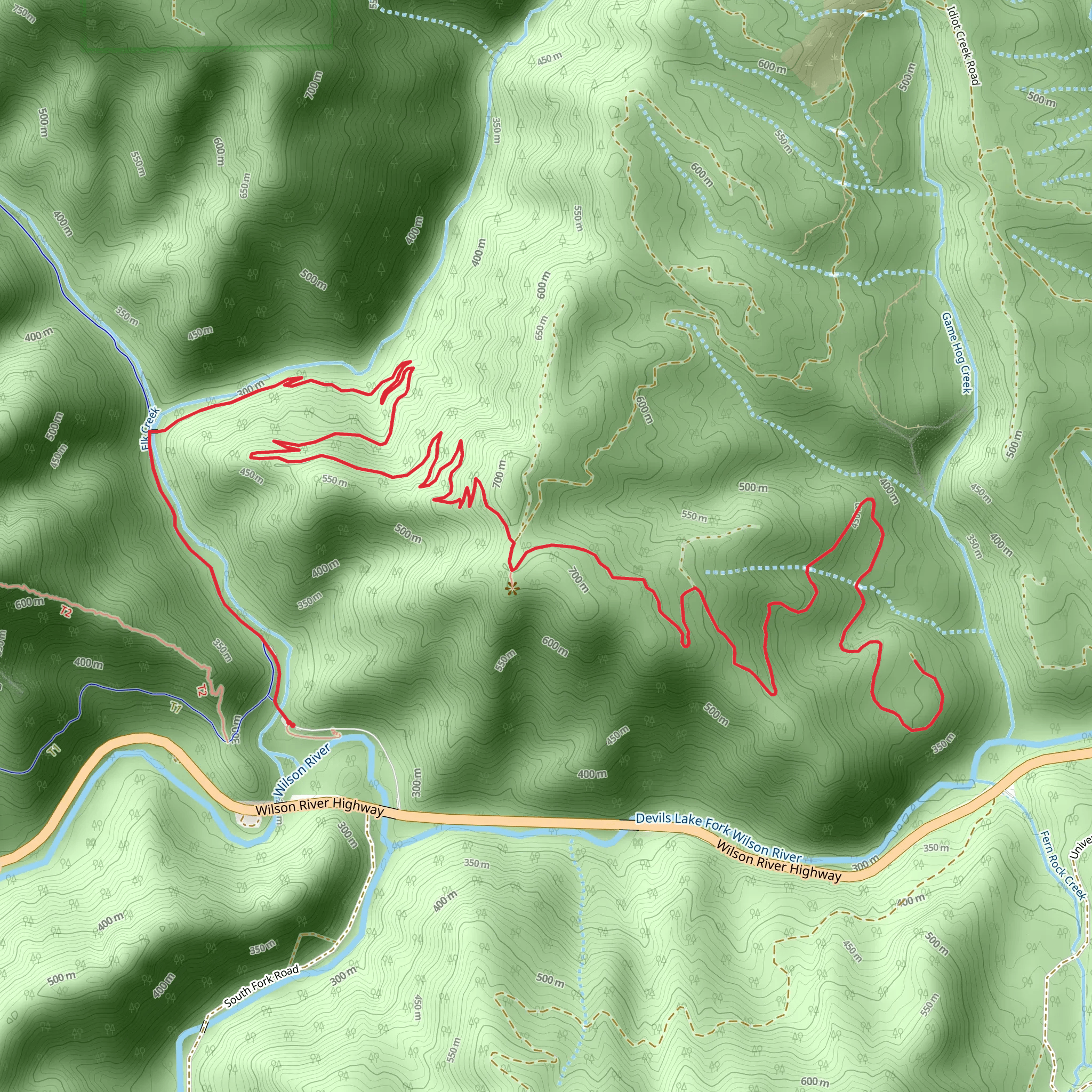 Wilson River Trail from Elk Creek Road mobile static map
