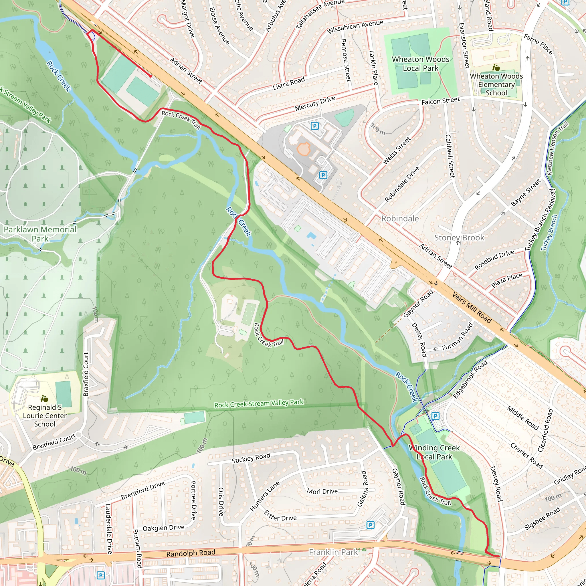 Rock Creek Trail - Winding Creek Local Park mobile static map