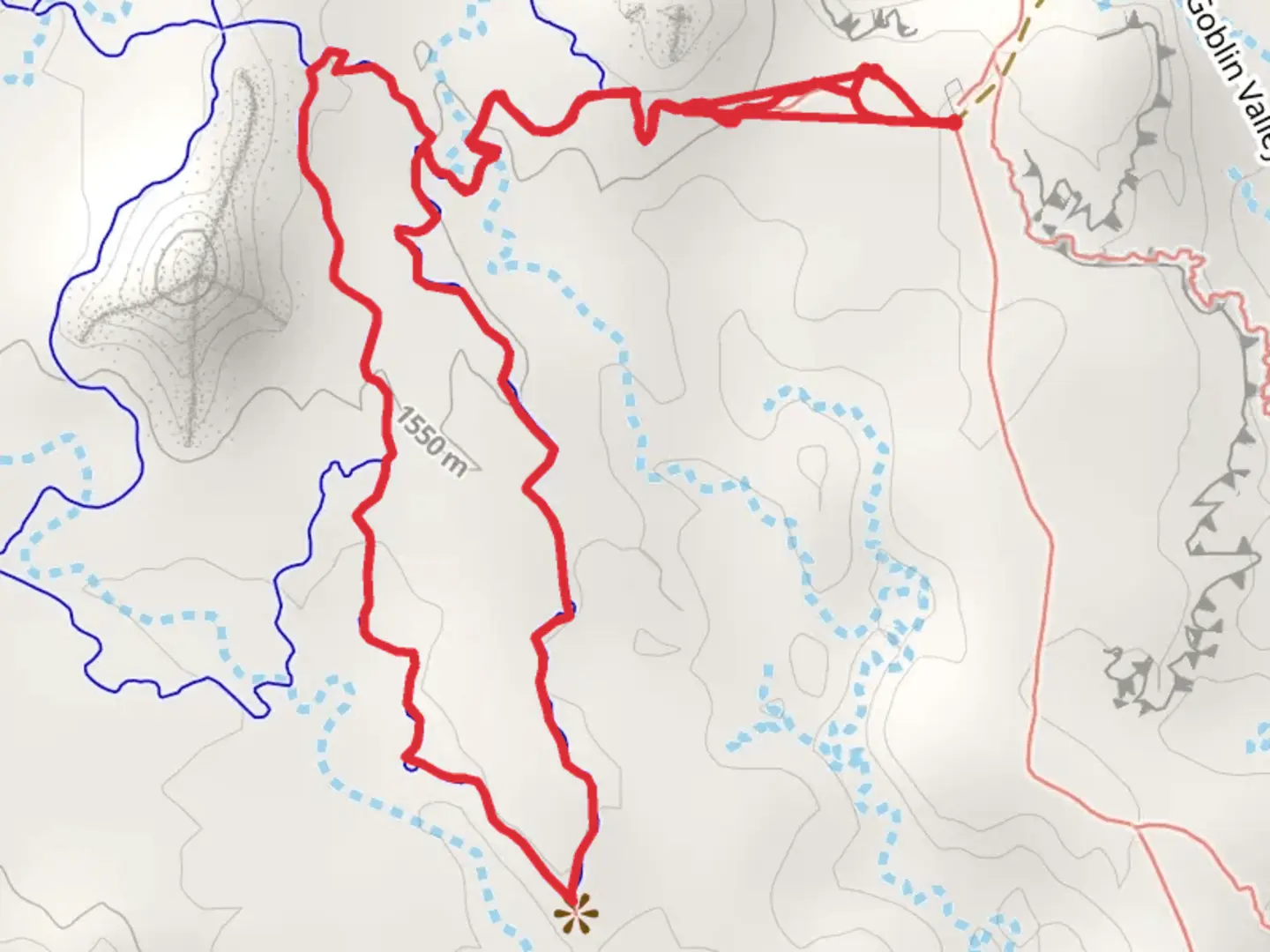 An image depicting the trail Landslide and Buffalo Head Loop and its surrounding area.
