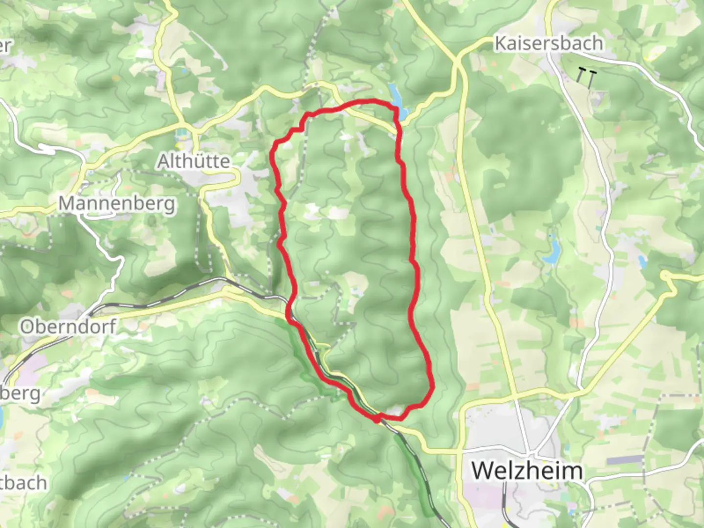 An image depicting the trail Ebnisee via Berg und Tal and Zum Ebnisee and its surrounding area.