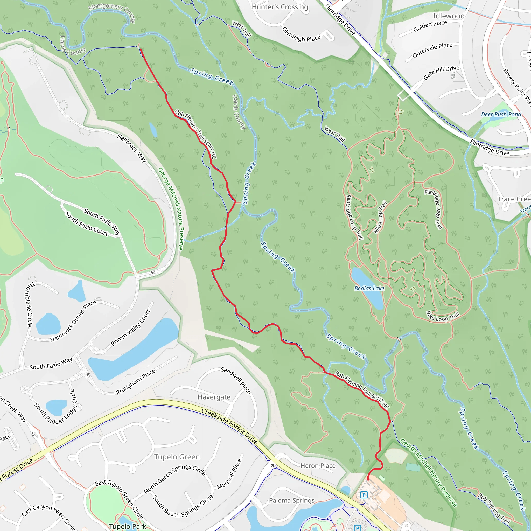 Spring Creek Nature Trail - George Mitchell Nature Preserve mobile static map