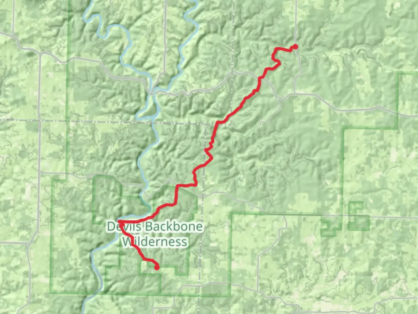 An image depicting the trail Collins Ridge - Ozark Trail - North Fork Section and its surrounding area.