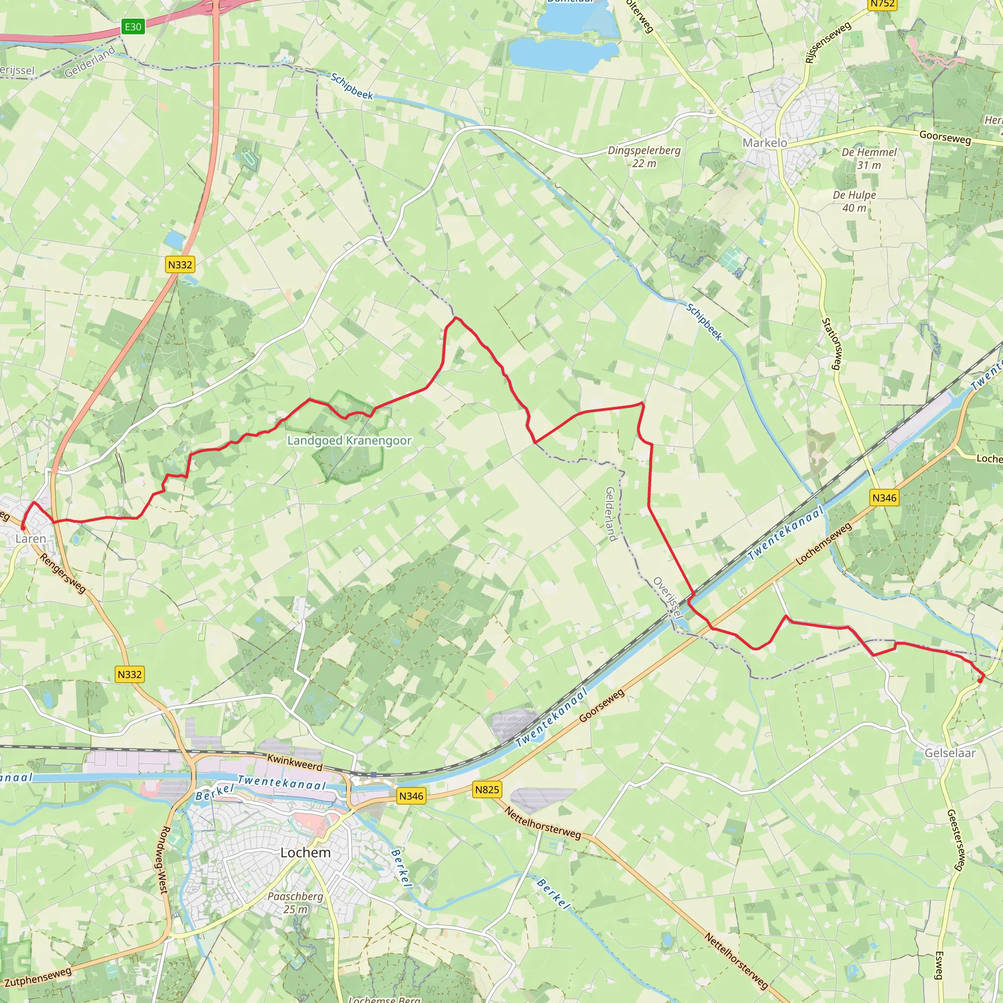 Laren to Gelselaar via Rondje Exel mobile static map