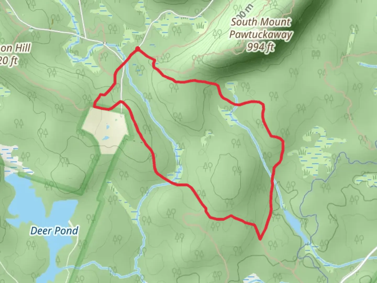 An image depicting the trail Mountain Brook via Round Pond Trail and its surrounding area.