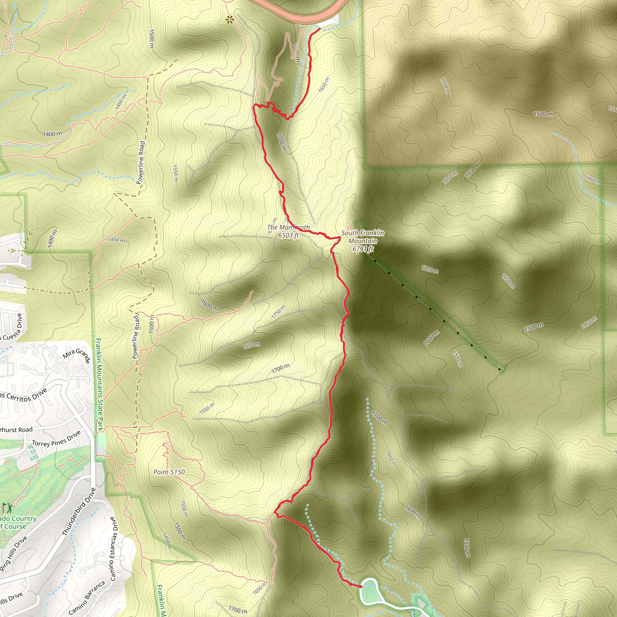 The Mammoth Overlook via Ron Coleman Trail mobile static map