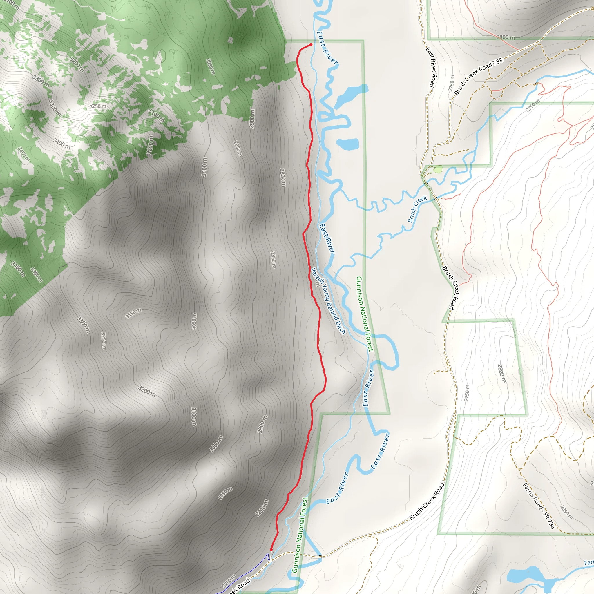 Brush Creek Road mobile static map