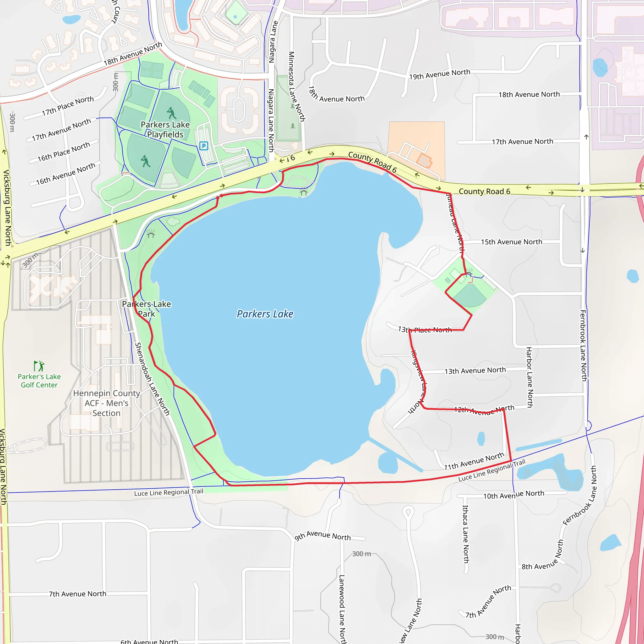 Parkers Lake and Park Loop mobile static map