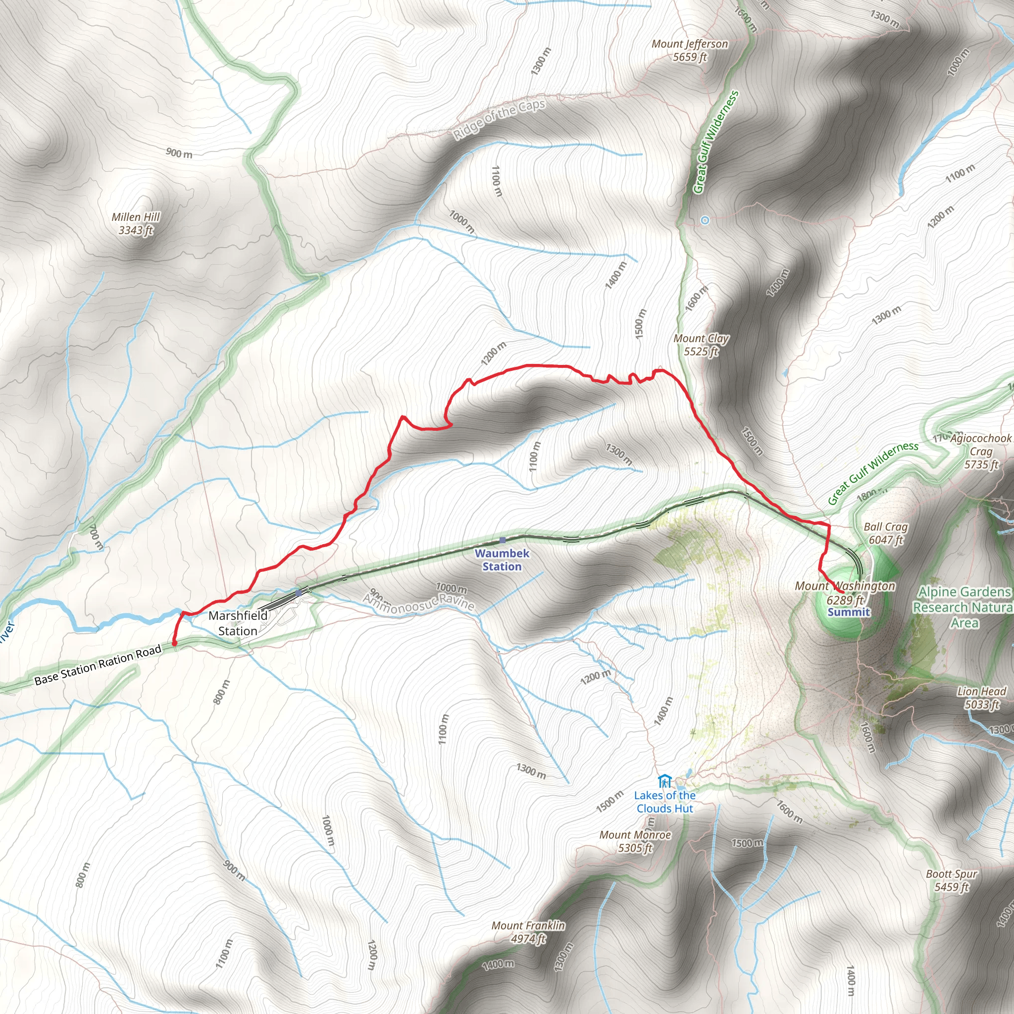 Mount Washington via Jewell Trail mobile static map
