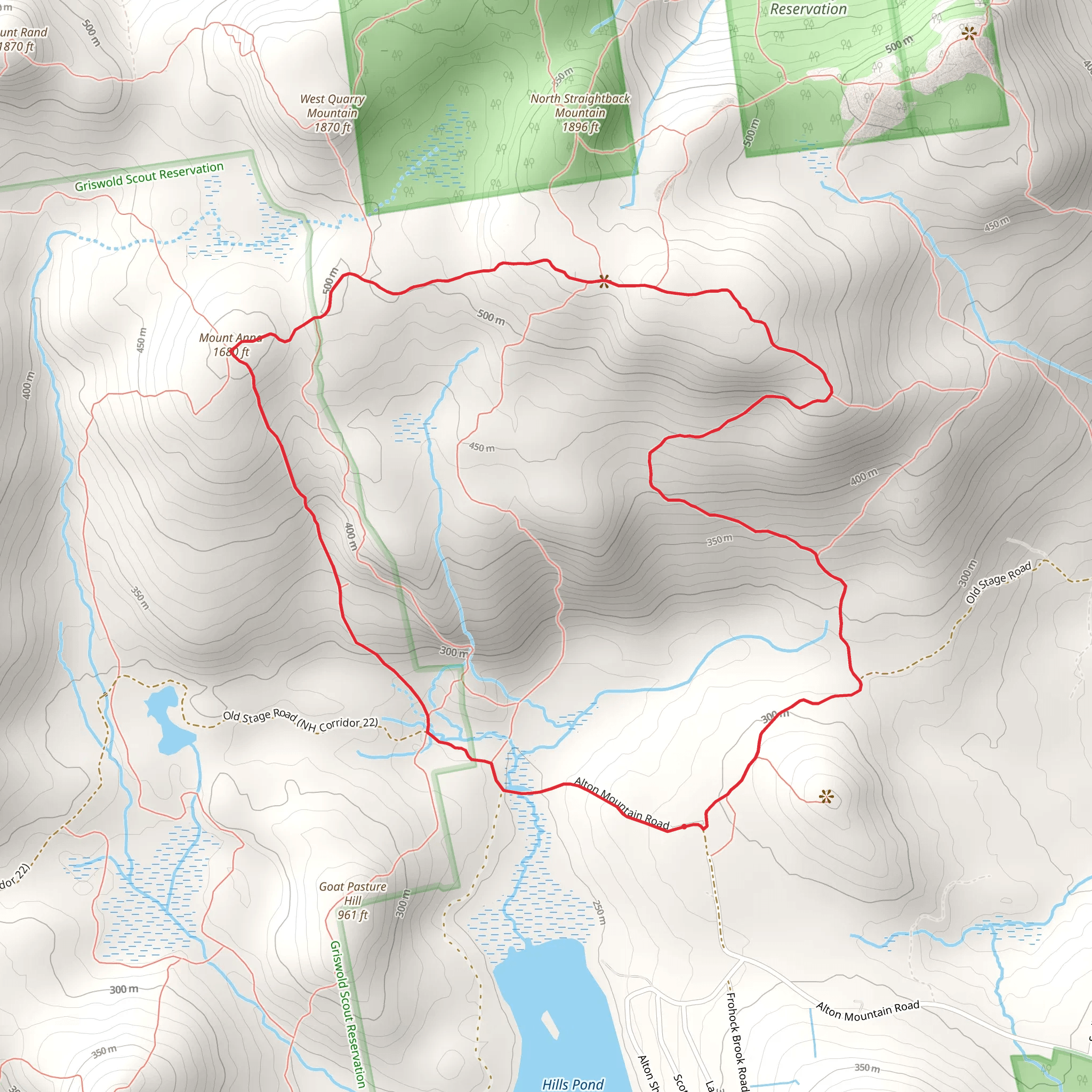 Straightback Mountain and Mount Anna Loop mobile static map