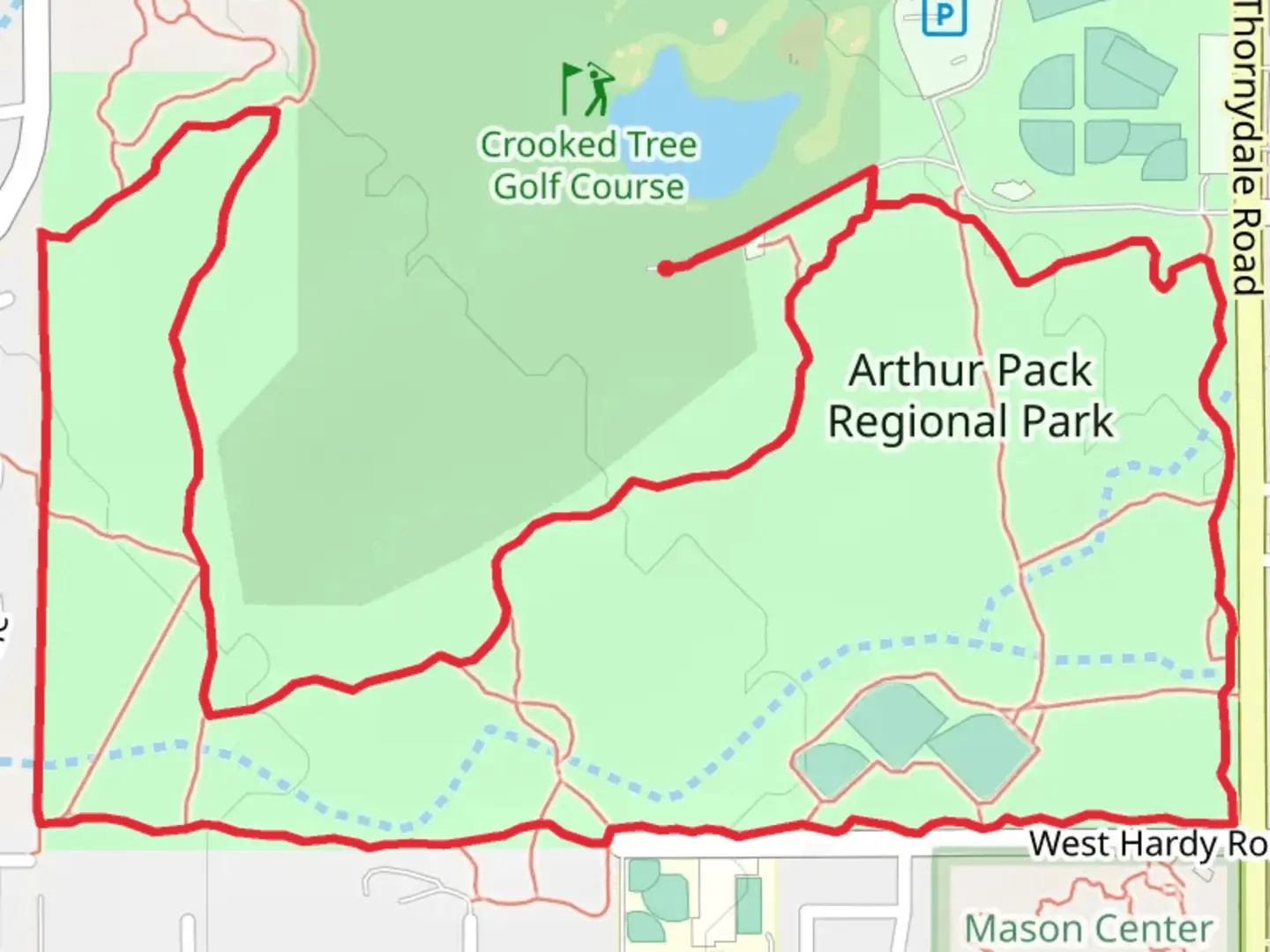 An image depicting the trail Arthur Pack Regional Park Loop and its surrounding area.