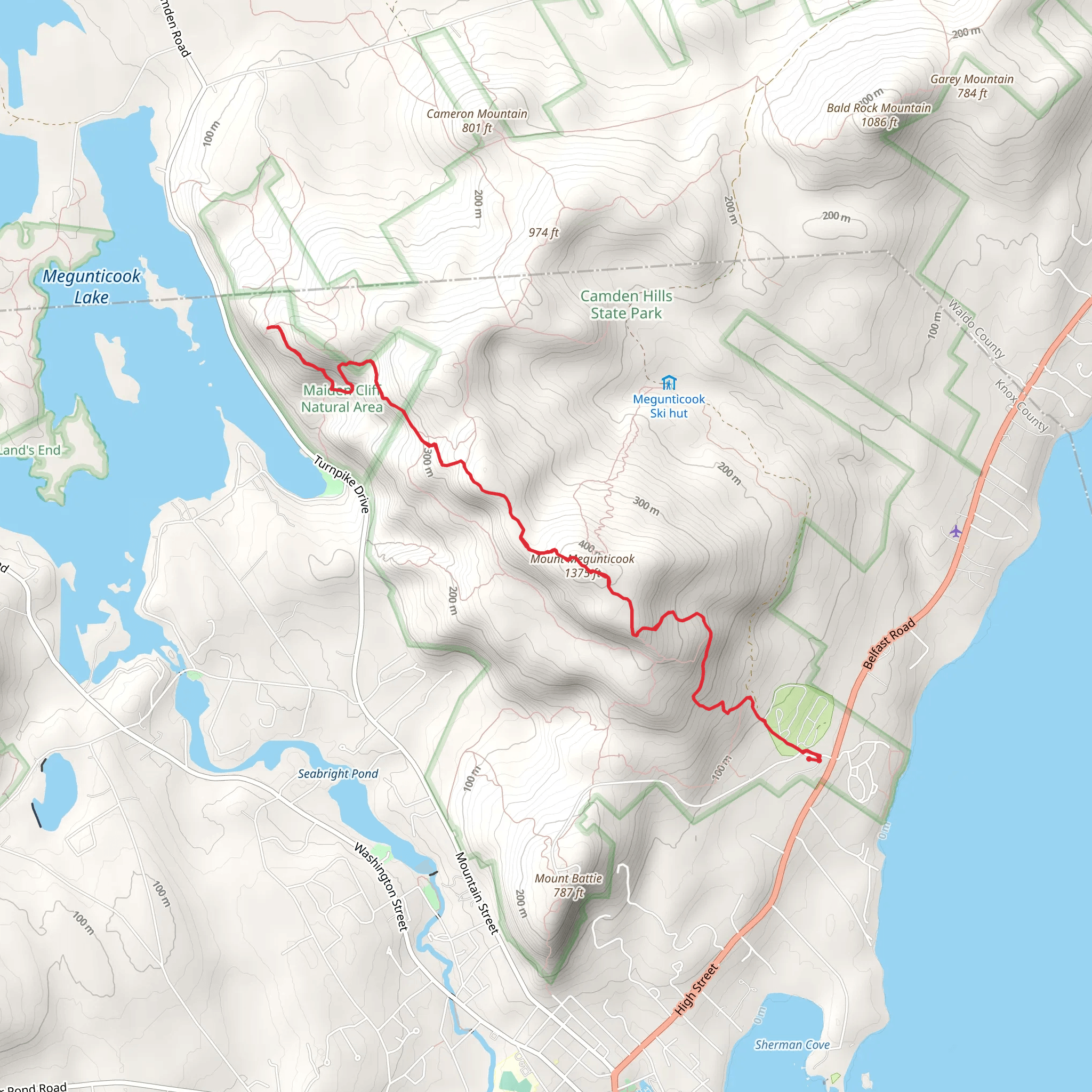 Mount Megunticook from Camden Hills State Park Campground mobile static map