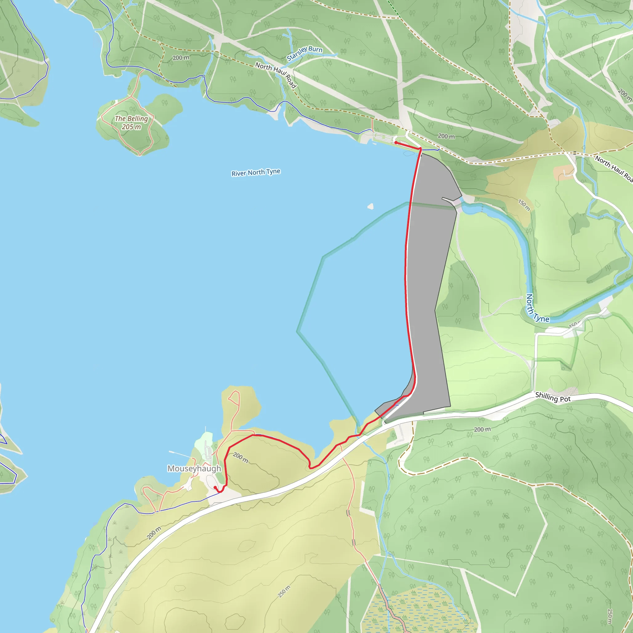 Kielder Water Shore Walk - Mouseyhaugh mobile static map