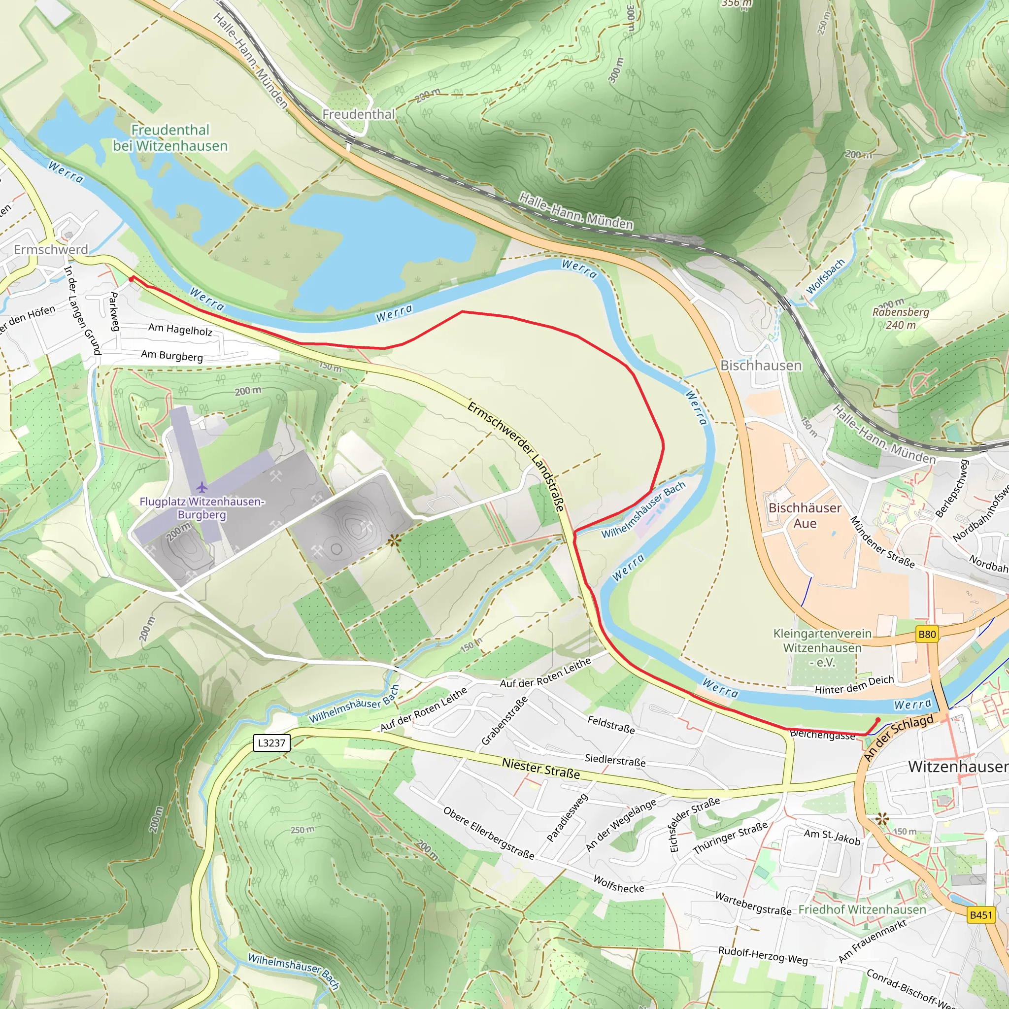 Ermschwerd to Bootsanleger via Werra mobile static map