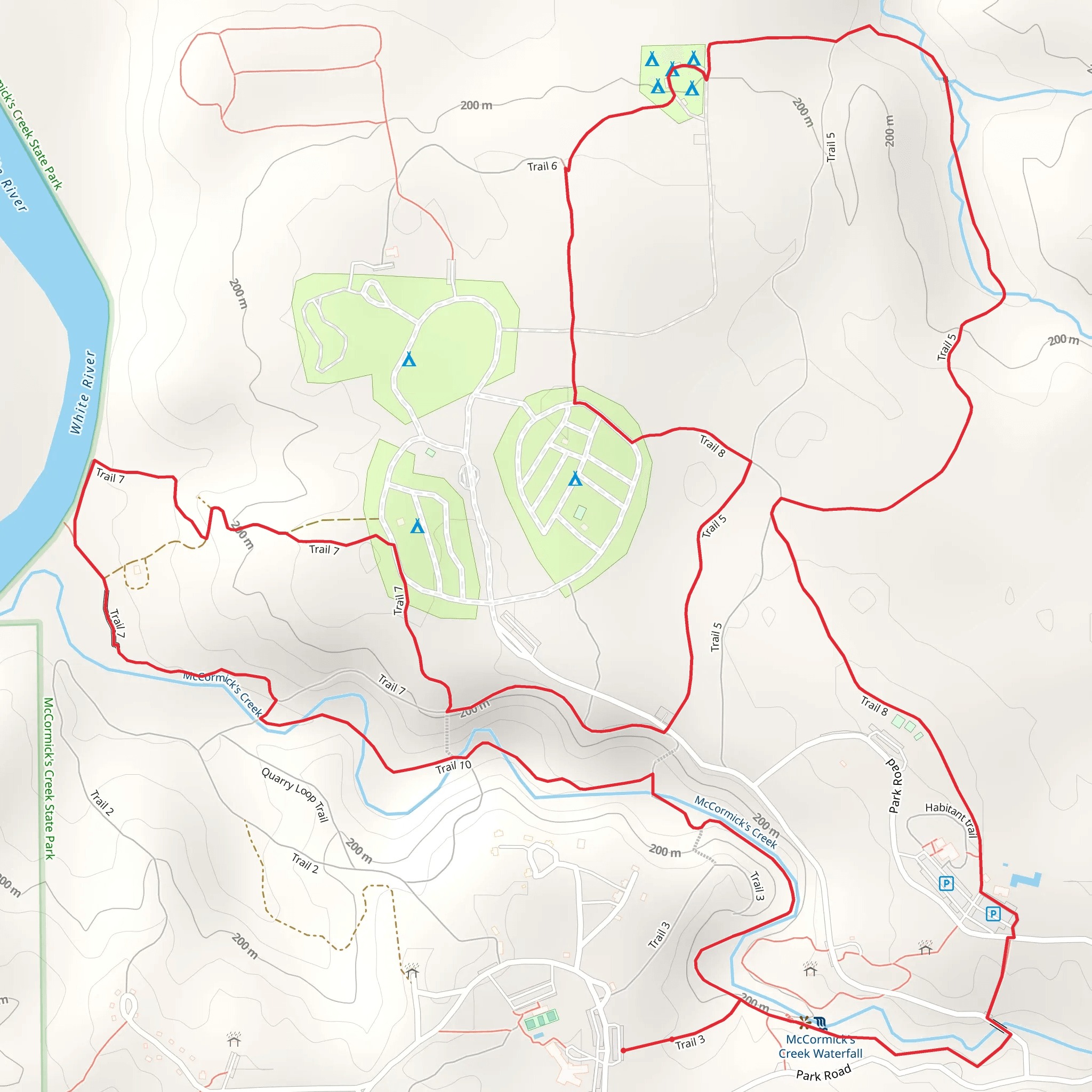 Trail 7, Trail 8 and trail 10 Loop mobile static map