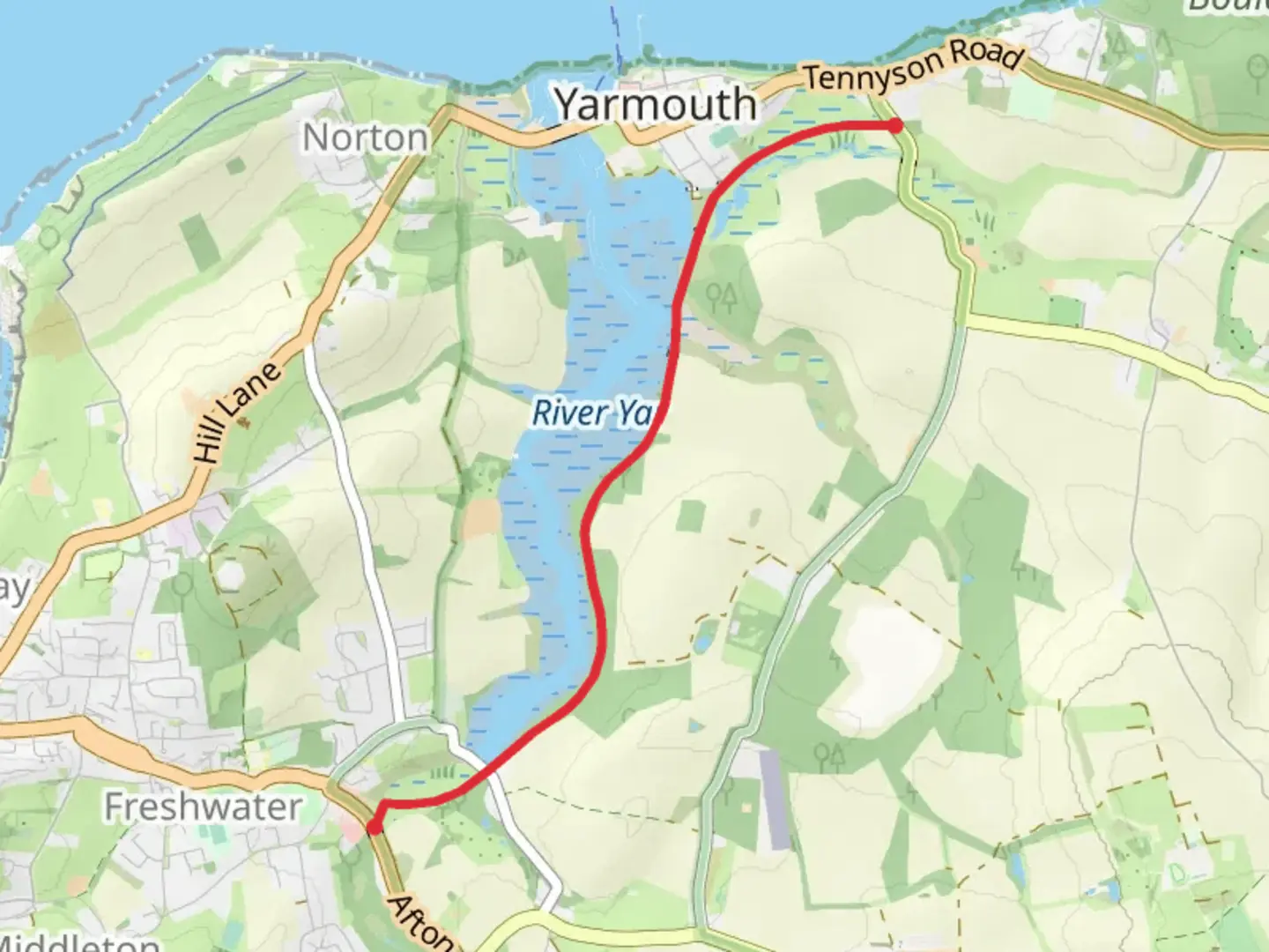 An image depicting the trail Freshwater to Yarmouth Walk and its surrounding area.