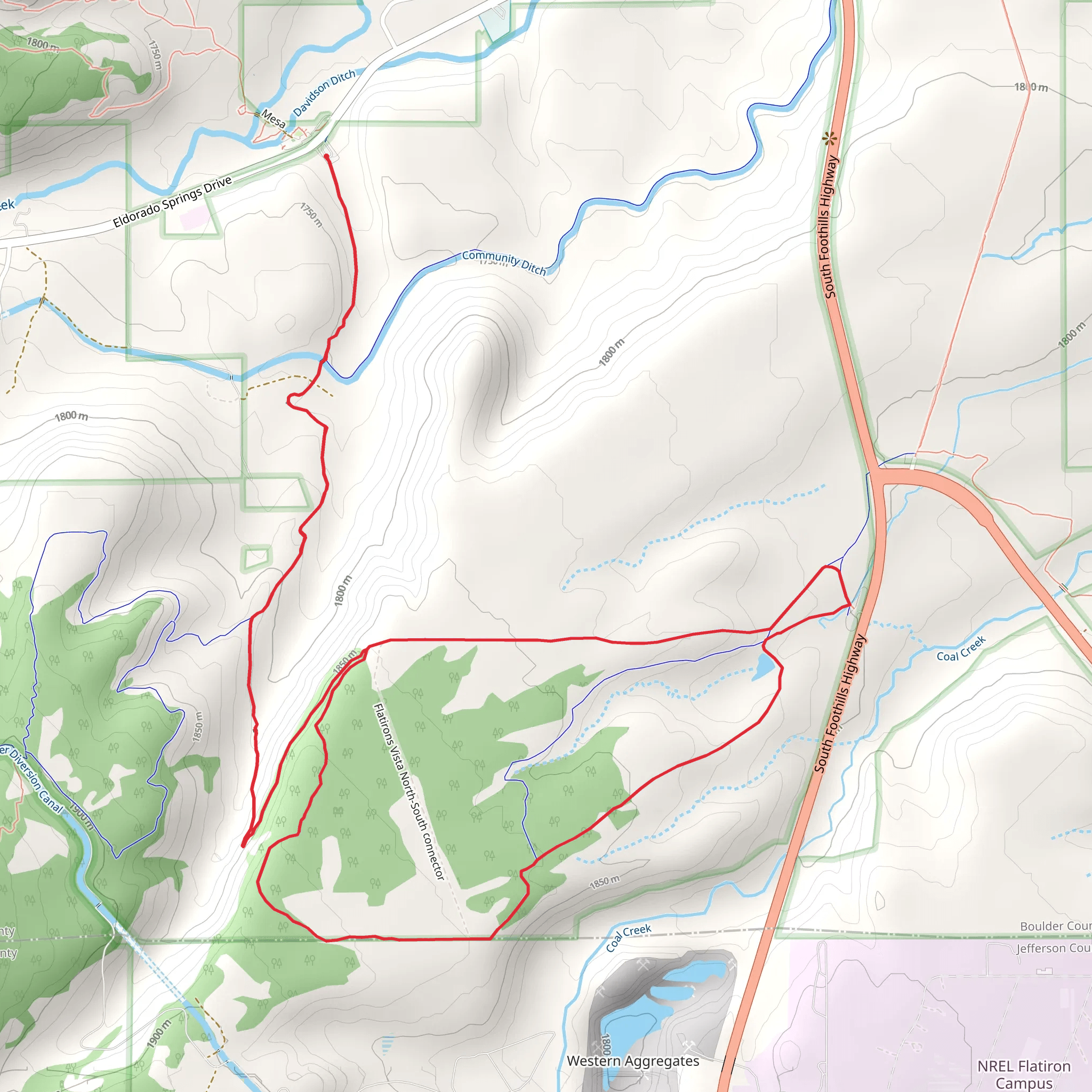 Doudy Draw, Flatirons Vista North and South Loop Trail mobile static map