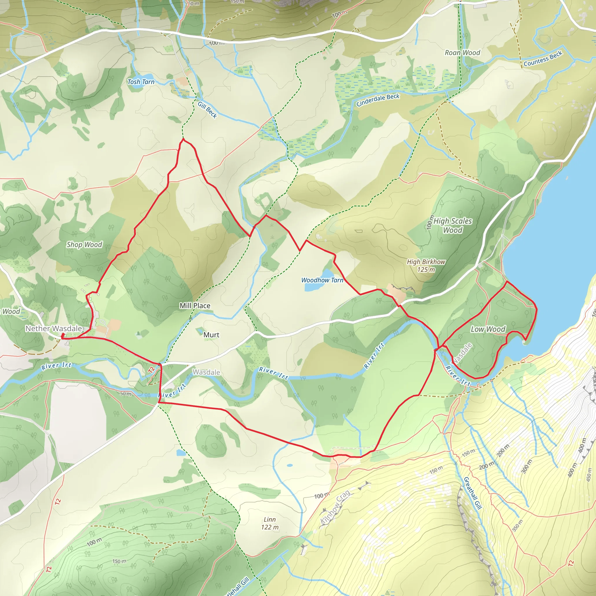 Woodhow Tarn and Low Wood Loop mobile static map