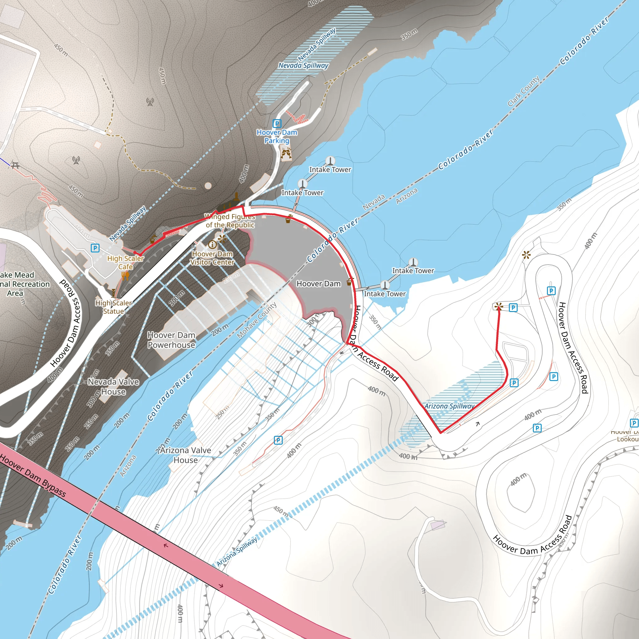 Hoover Dam Access Road Trail mobile static map