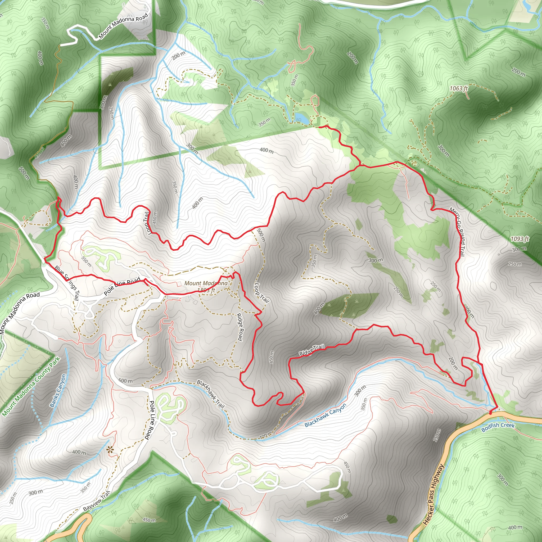 Mount Madonna Loop from Spring Lake mobile static map