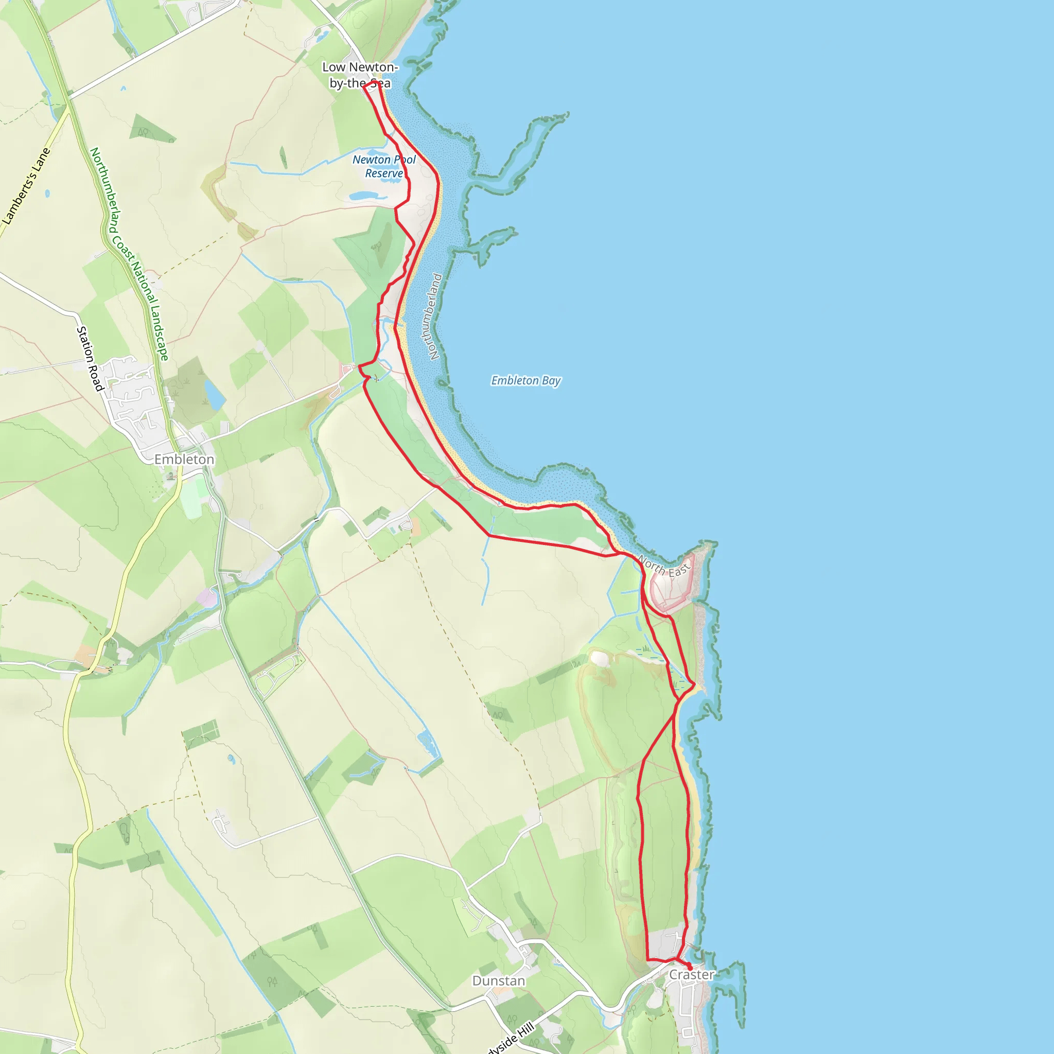 Craster to Low Newton Coastal Walk mobile static map
