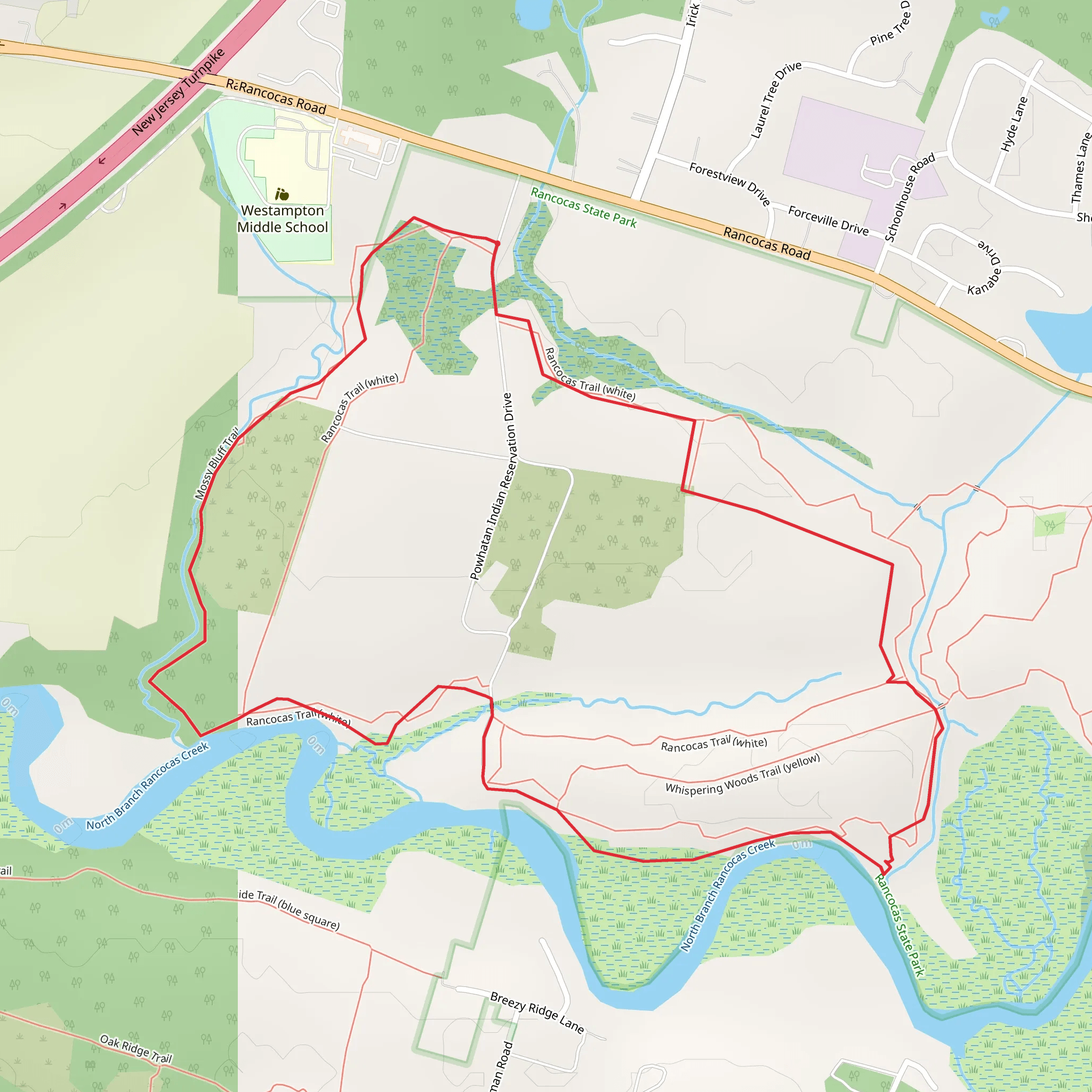 Mossy Bluff and Rancocas Loop Trail mobile static map