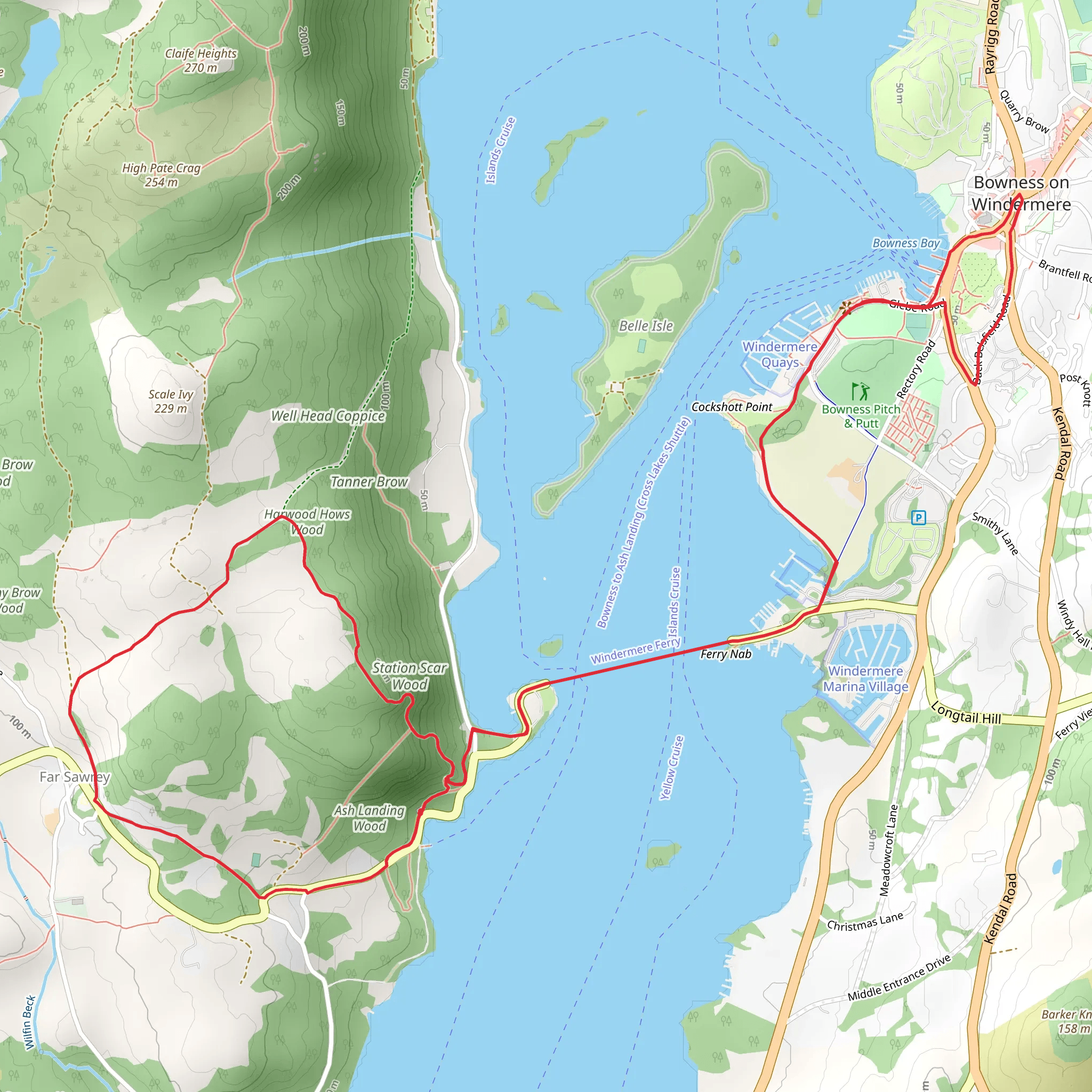 Ash Landing Wood, Harwood Hows Wood and The Belsfield Loop mobile static map