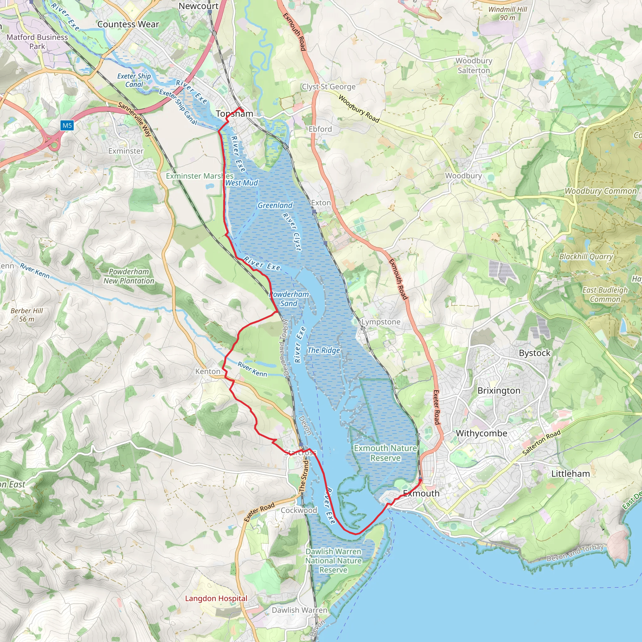Avocet Line - Topsham Station to Powderham and Starcross Walk mobile static map