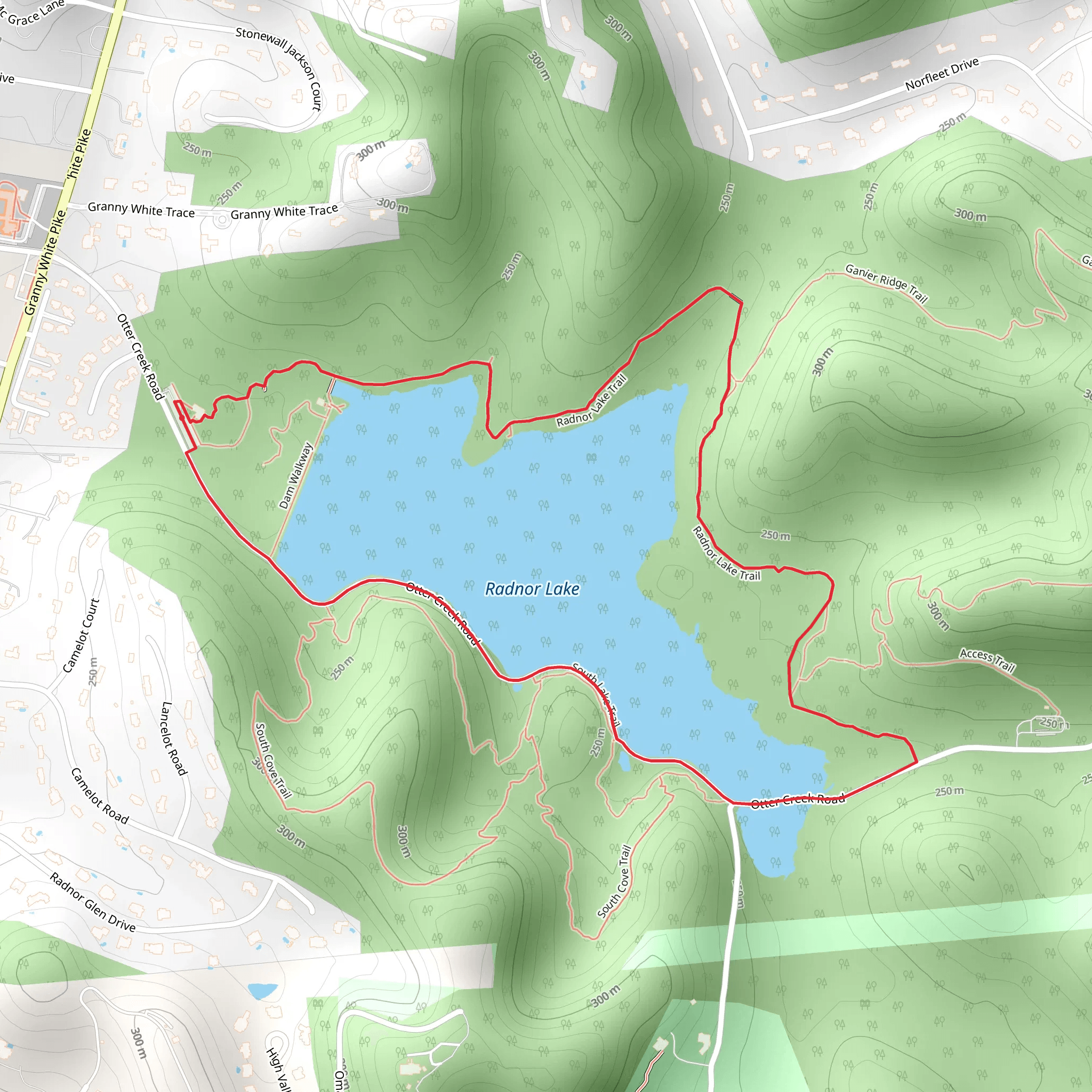 Radnor Lake Loop Trail mobile static map