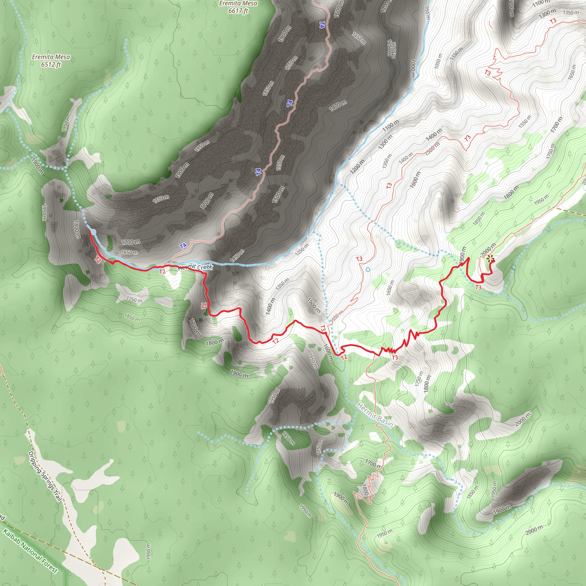 Dripping Springs Trail from West Rim Drive mobile static map