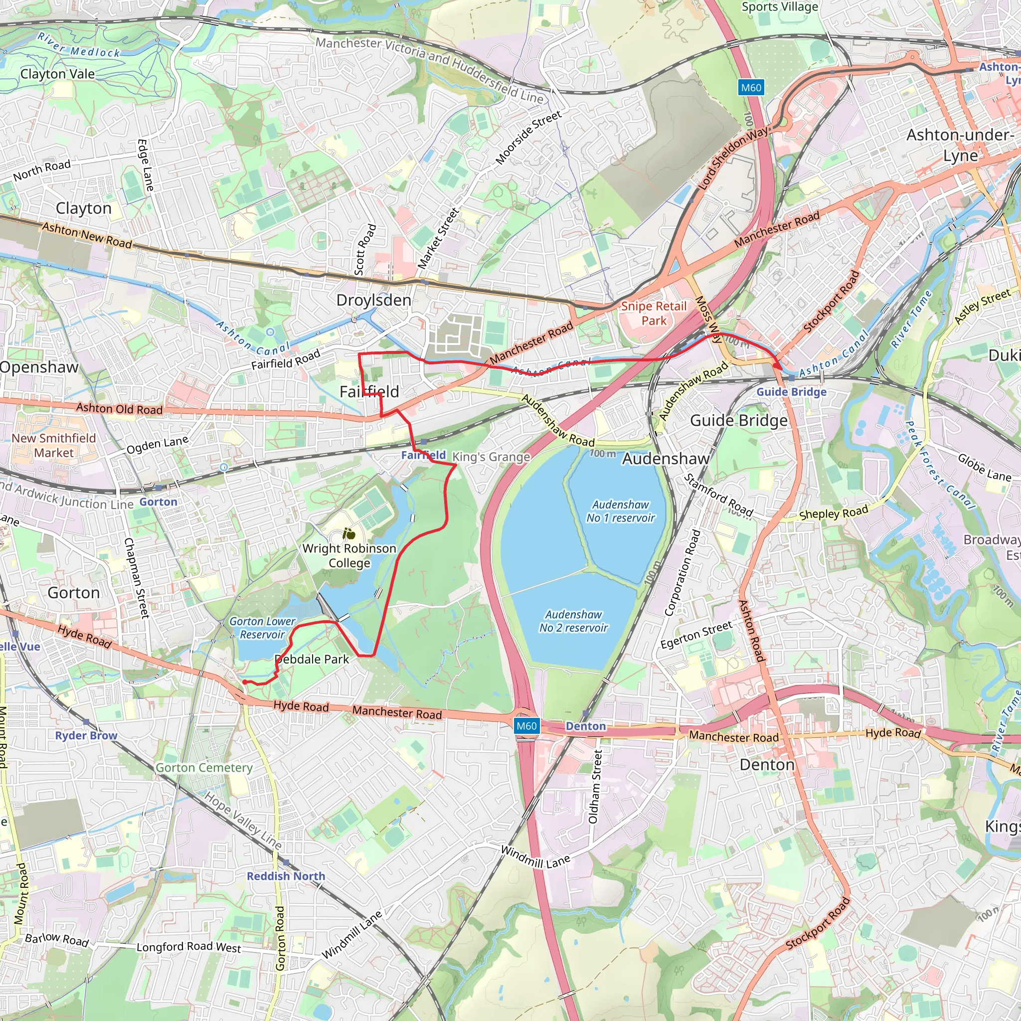 Audenshaw Reservoir Walk mobile static map
