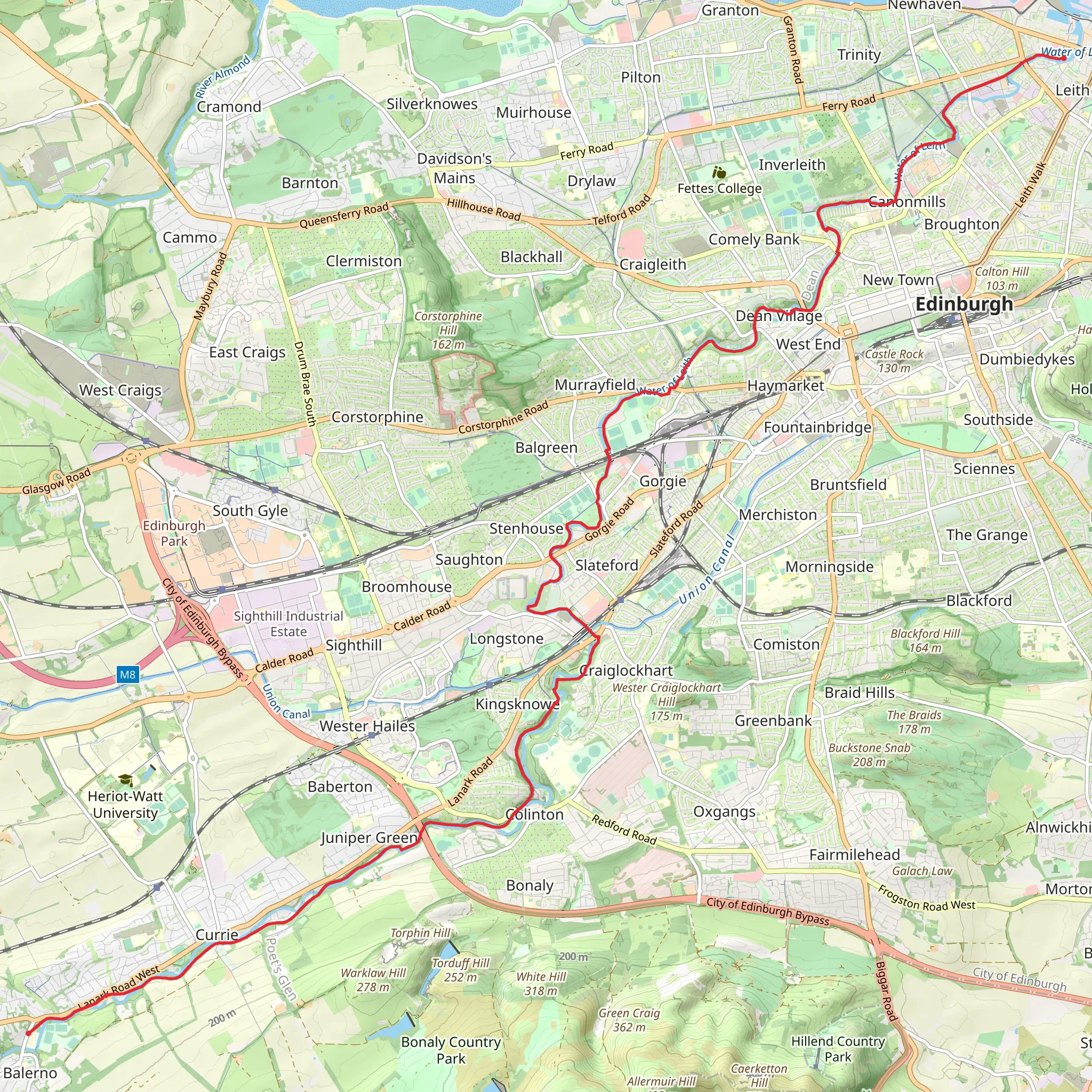 Water of Leith Walkway mobile static map