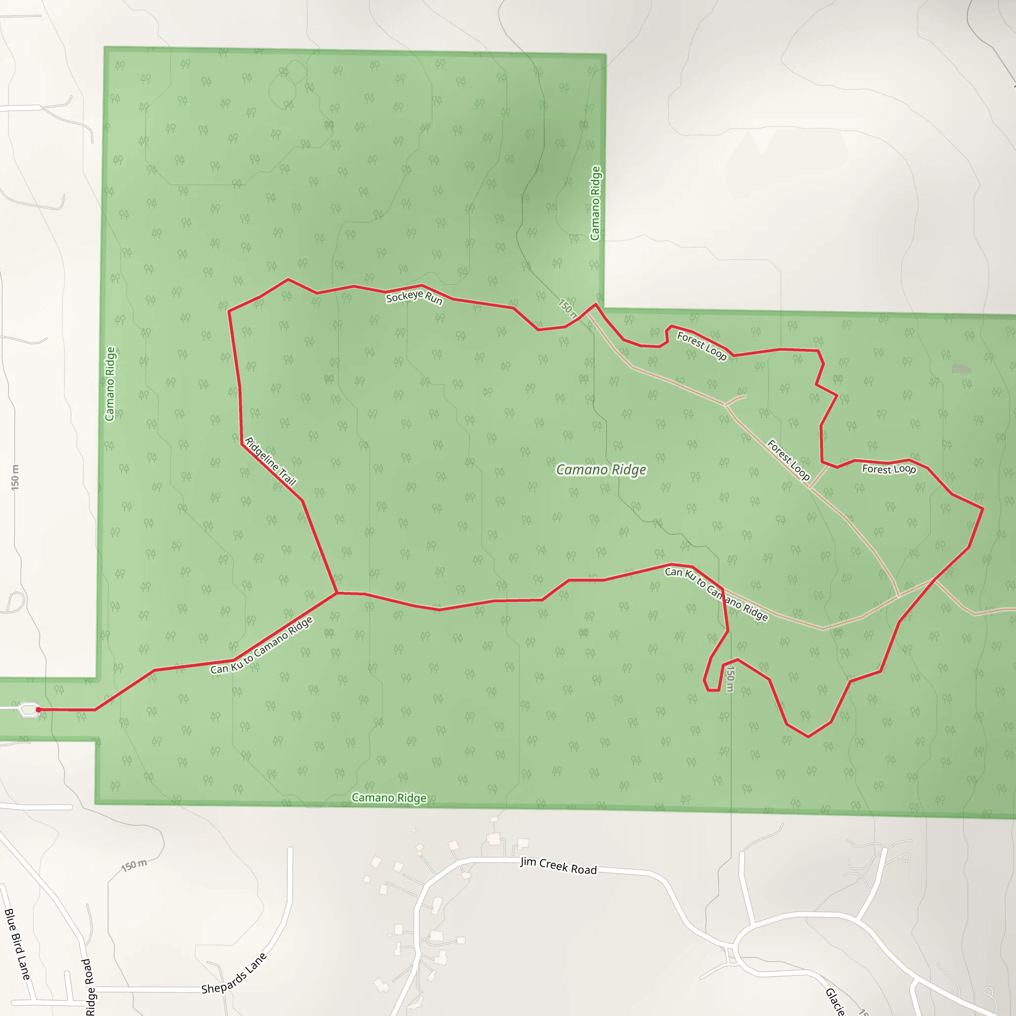 Can Ku to Camano Ridge and Sockeye Run Loop mobile static map