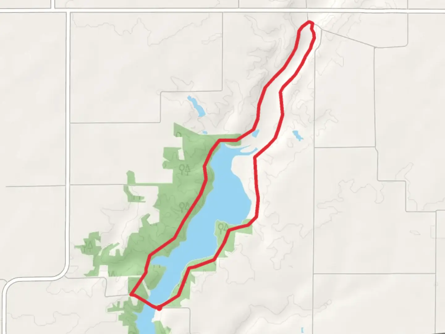 An image depicting the trail Draft Clinton Lake North Path Loop and its surrounding area.