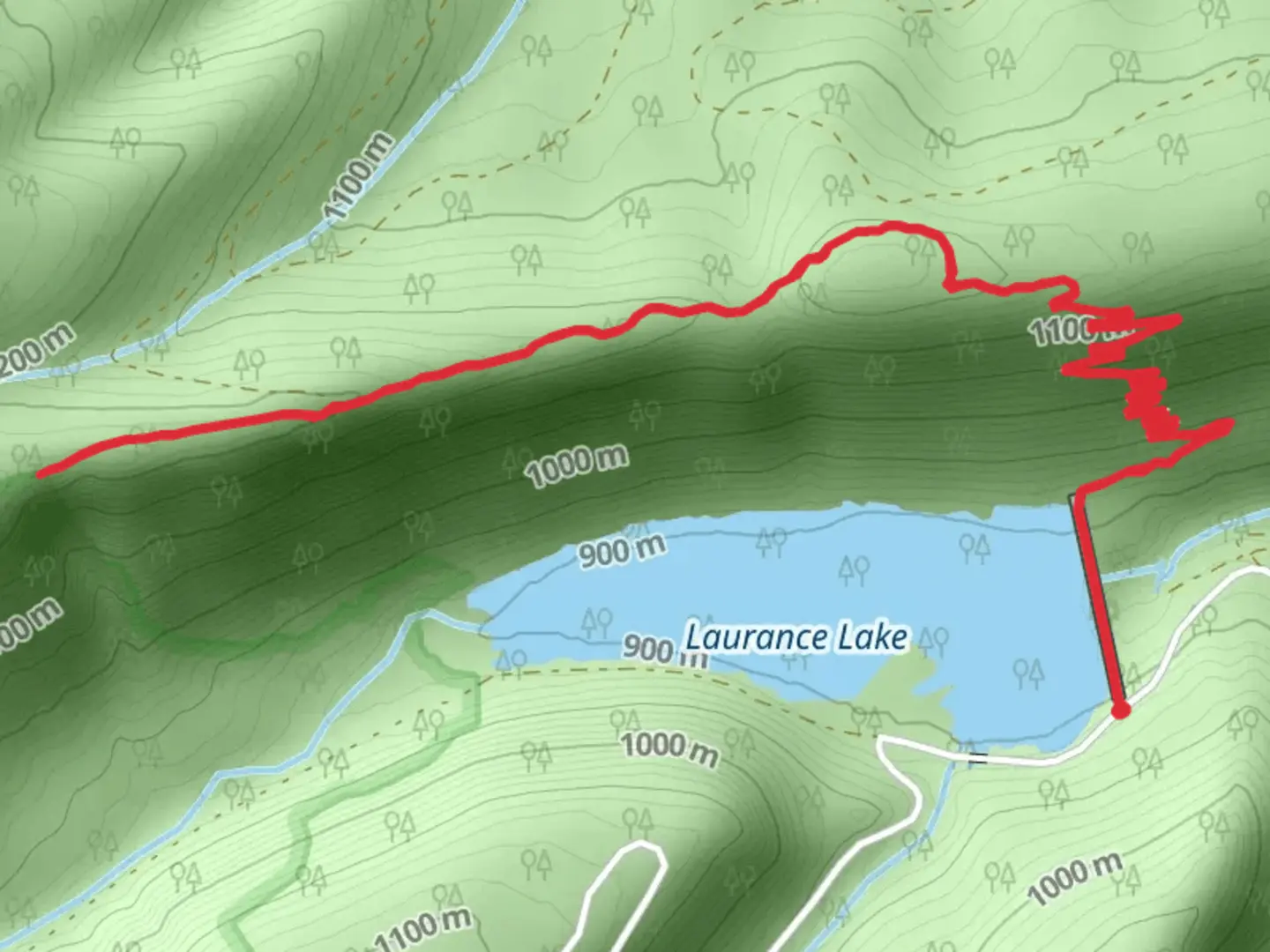 An image depicting the trail Laurence Lake High Trail and its surrounding area.