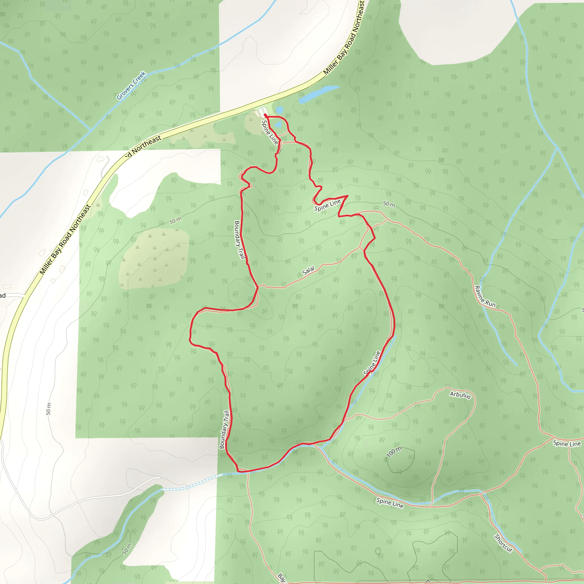 Spine Line and Boundary Loop Trail mobile static map